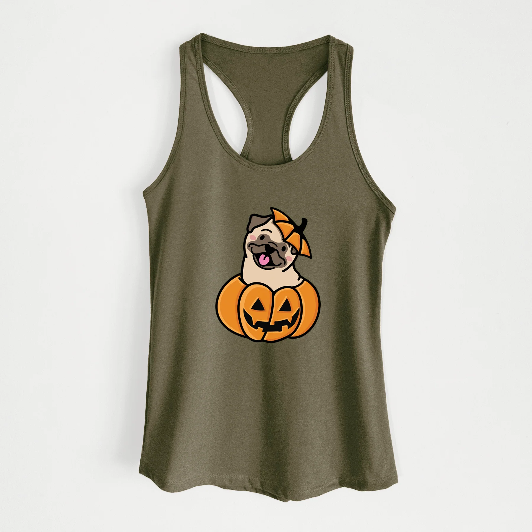 Pumpkin Pup - Pug - Women's Racerback Tanktop - Image 6