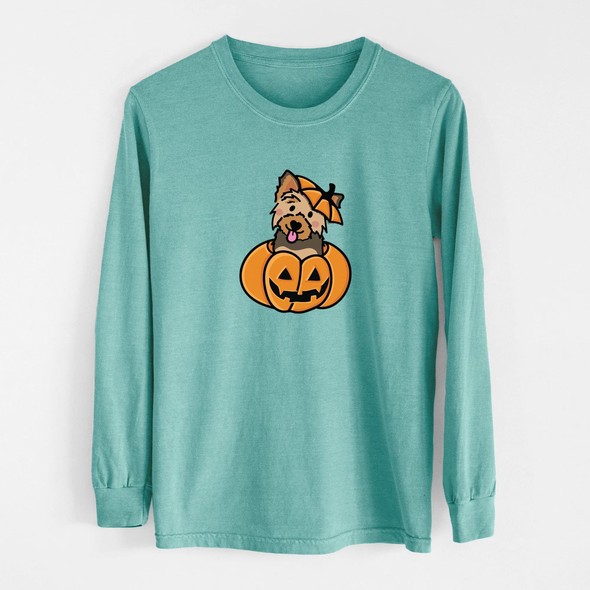 Pumpkin Pup - Yorkie - Heavyweight 100% Cotton Long Sleeve