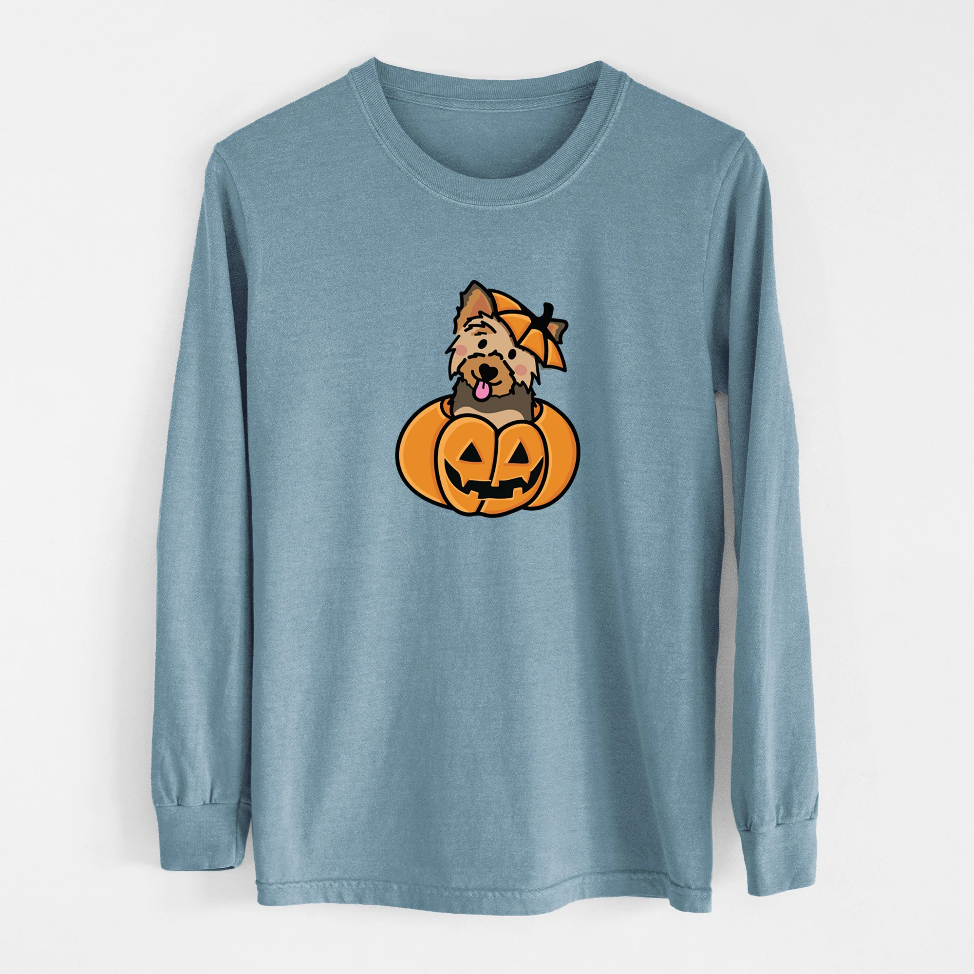 Pumpkin Pup - Yorkie - Heavyweight 100% Cotton Long Sleeve - Image 8