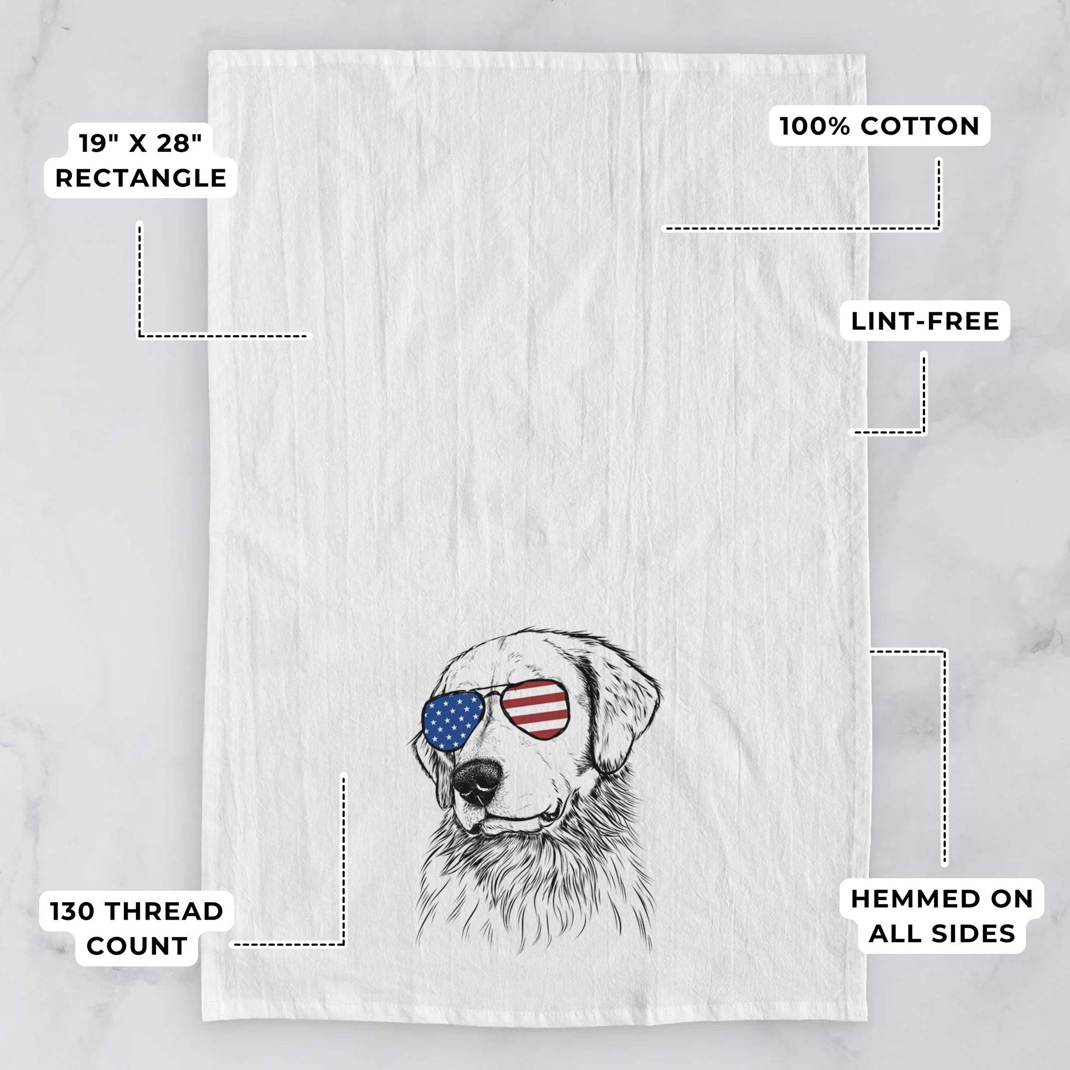 Quinn the Golden Retriever Tea Towel - Image 3