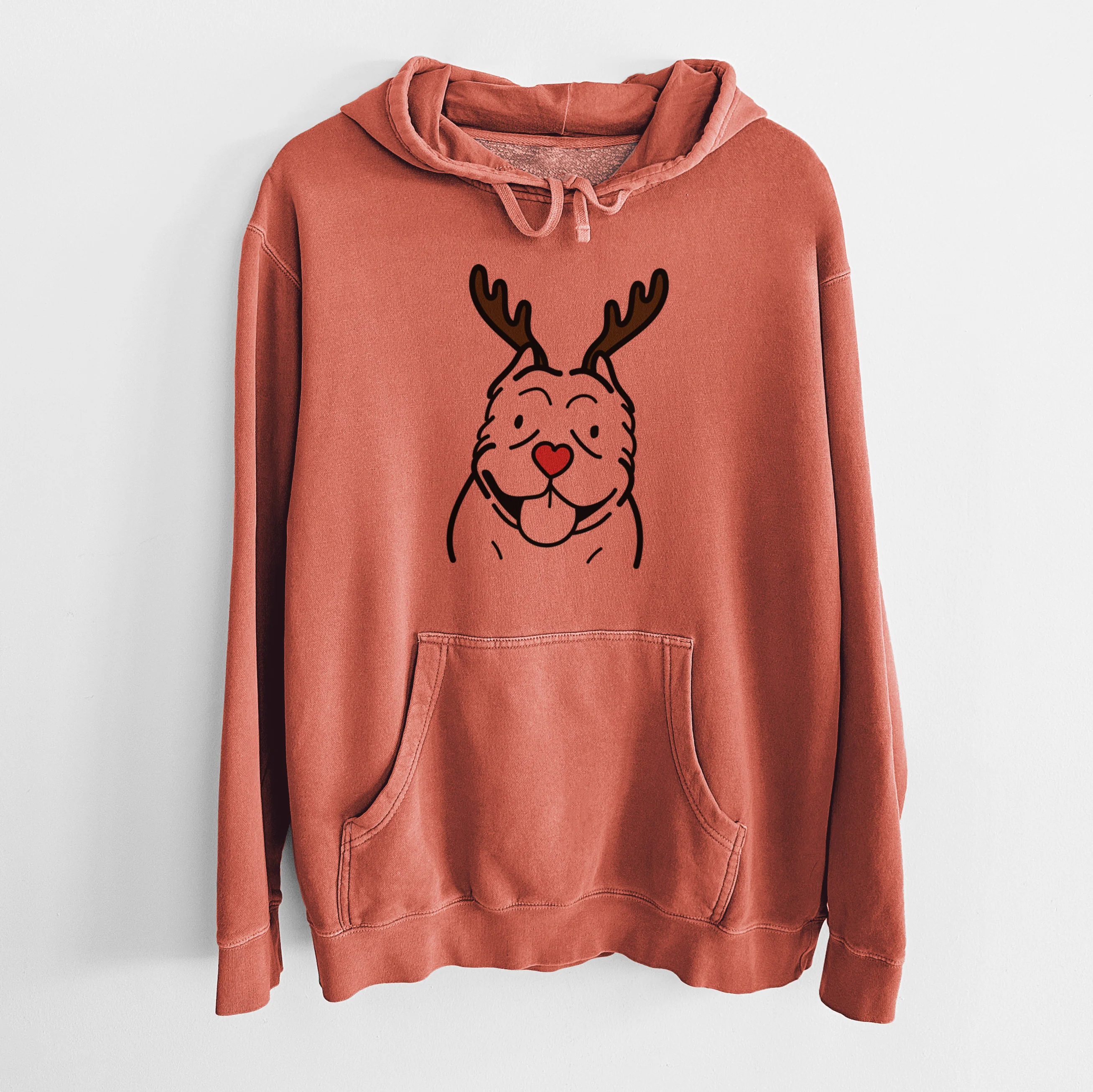 Red Nose American Bully - Unisex Pigment Dyed Hoodie - Image 8