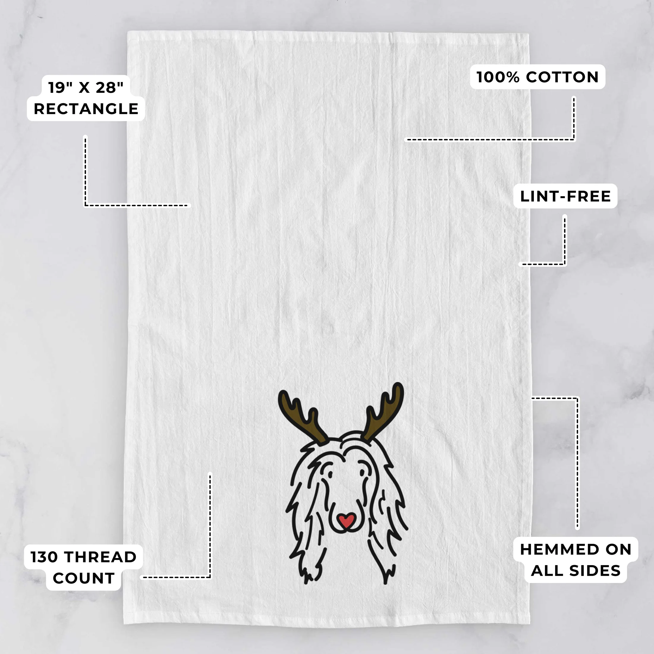 Red Nose Afghan Hound - Asher - Tea Towel - Image 3