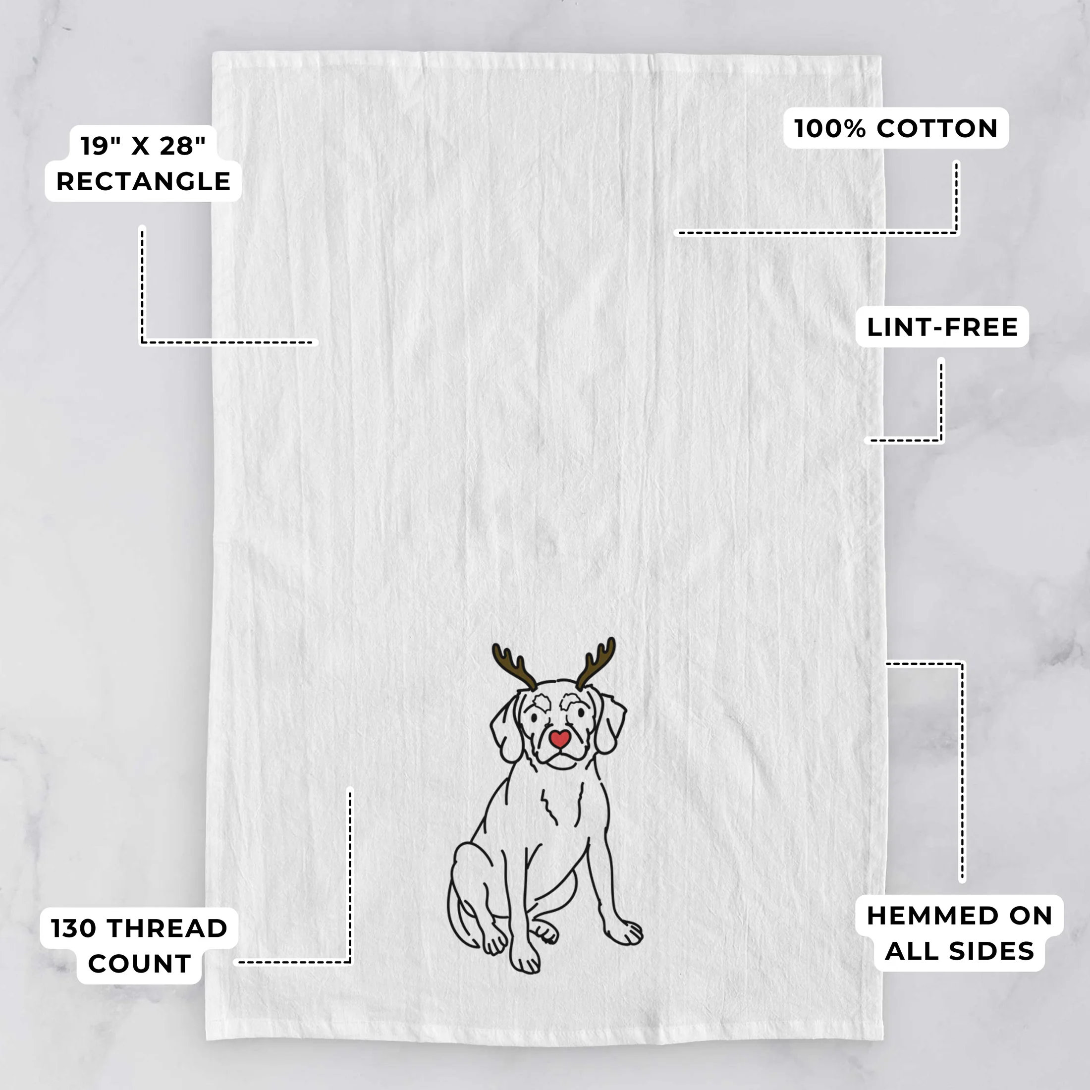 Red Nose Puggle - Babs - Tea Towel - Image 3