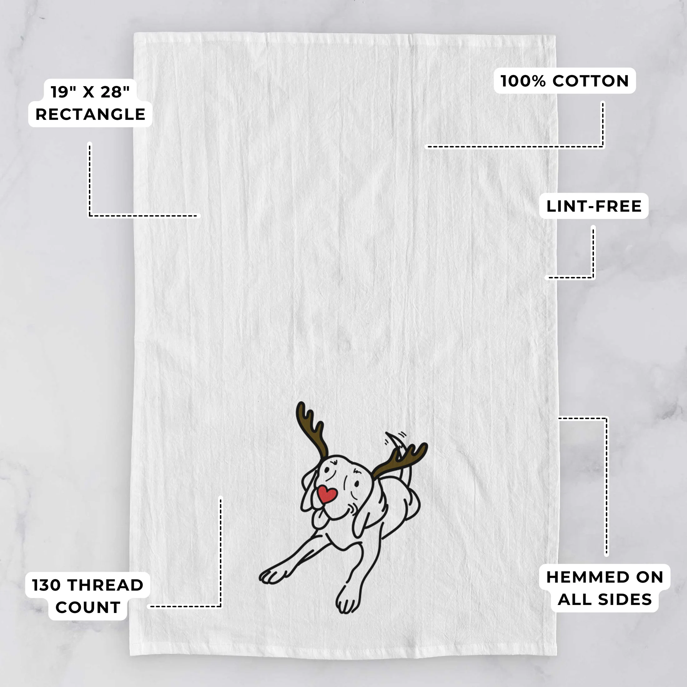 Red Nose Beagle - Bagel - Tea Towel - Image 3