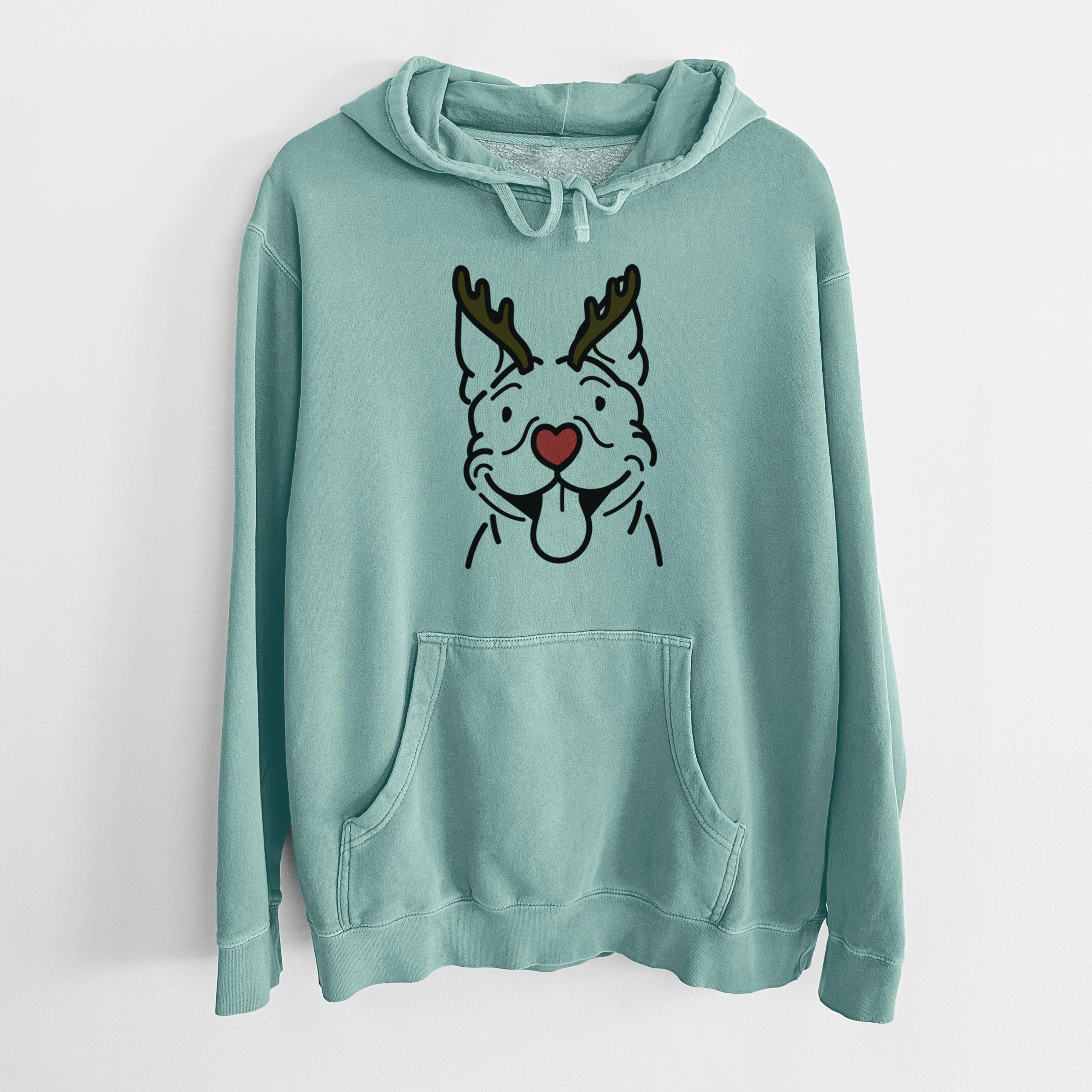 Red Nose Pitbull - Basil - Unisex Pigment Dyed Hoodie - Image 10