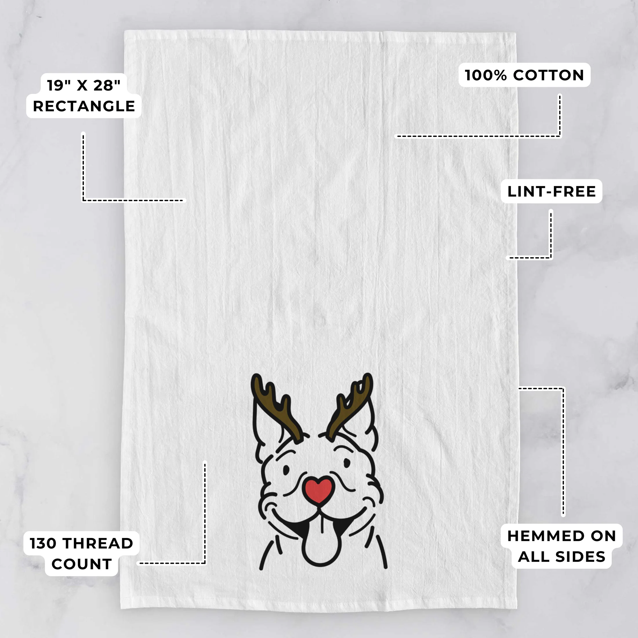 Red Nose Pitbull - Basil - Tea Towel - Image 3