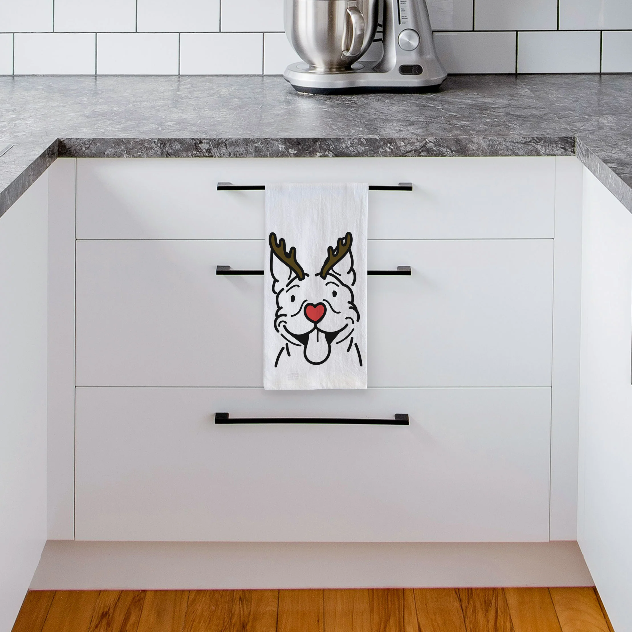 Red Nose Pitbull - Basil - Tea Towel - Image 4
