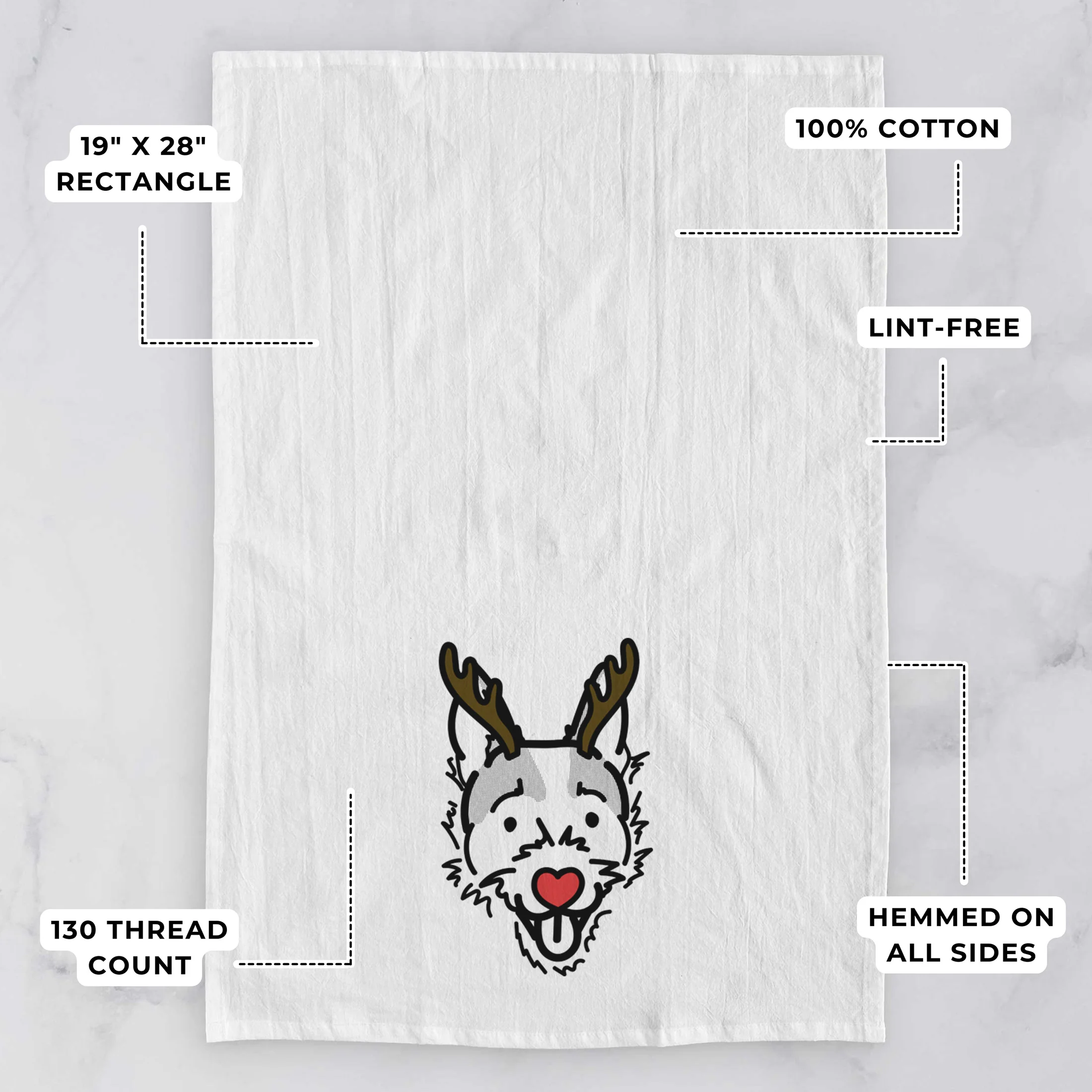 Red Nose Jack Russell Terrier - Baxter - Tea Towel - Image 3