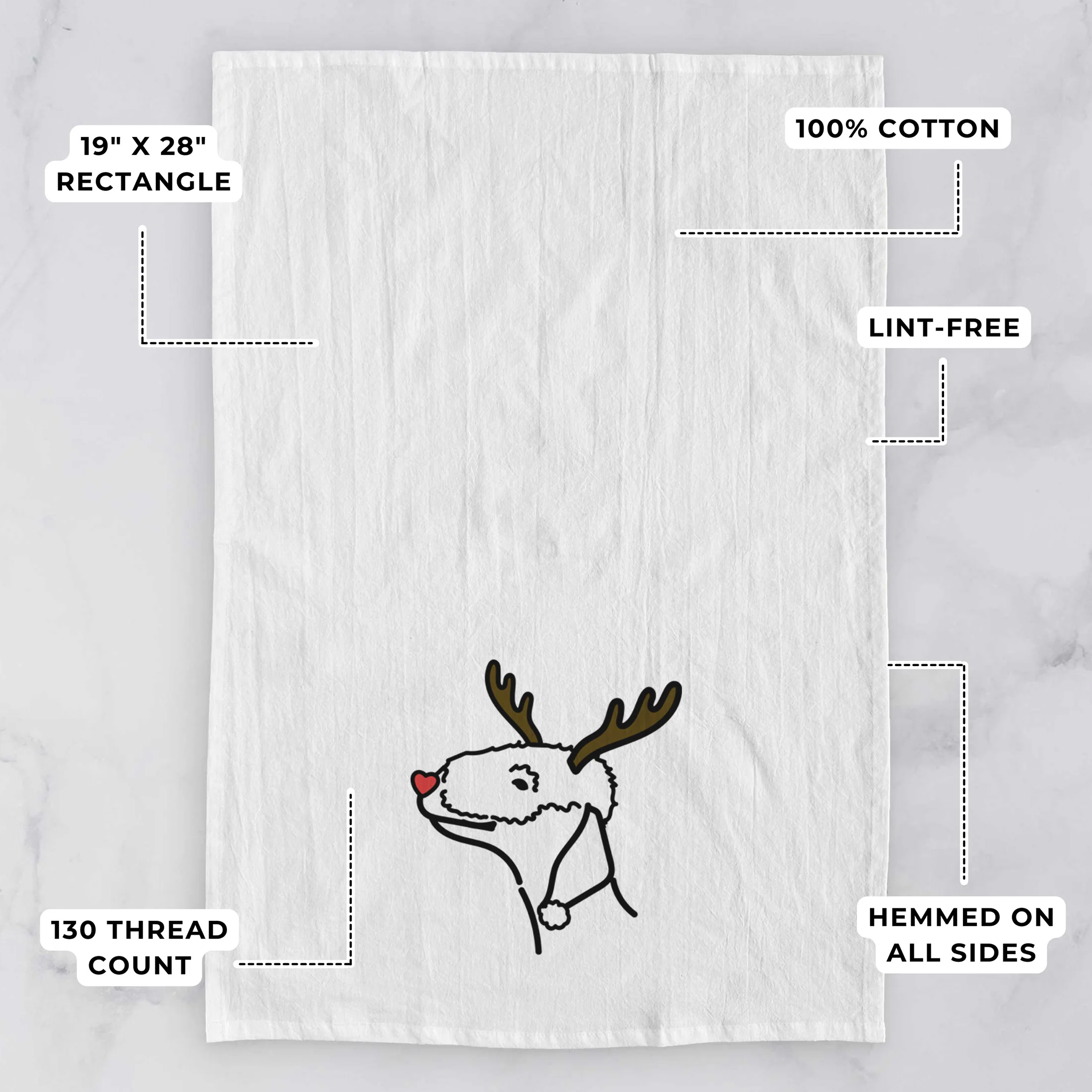 Red Nose Bedlington Terrier - Tea Towel - Image 3