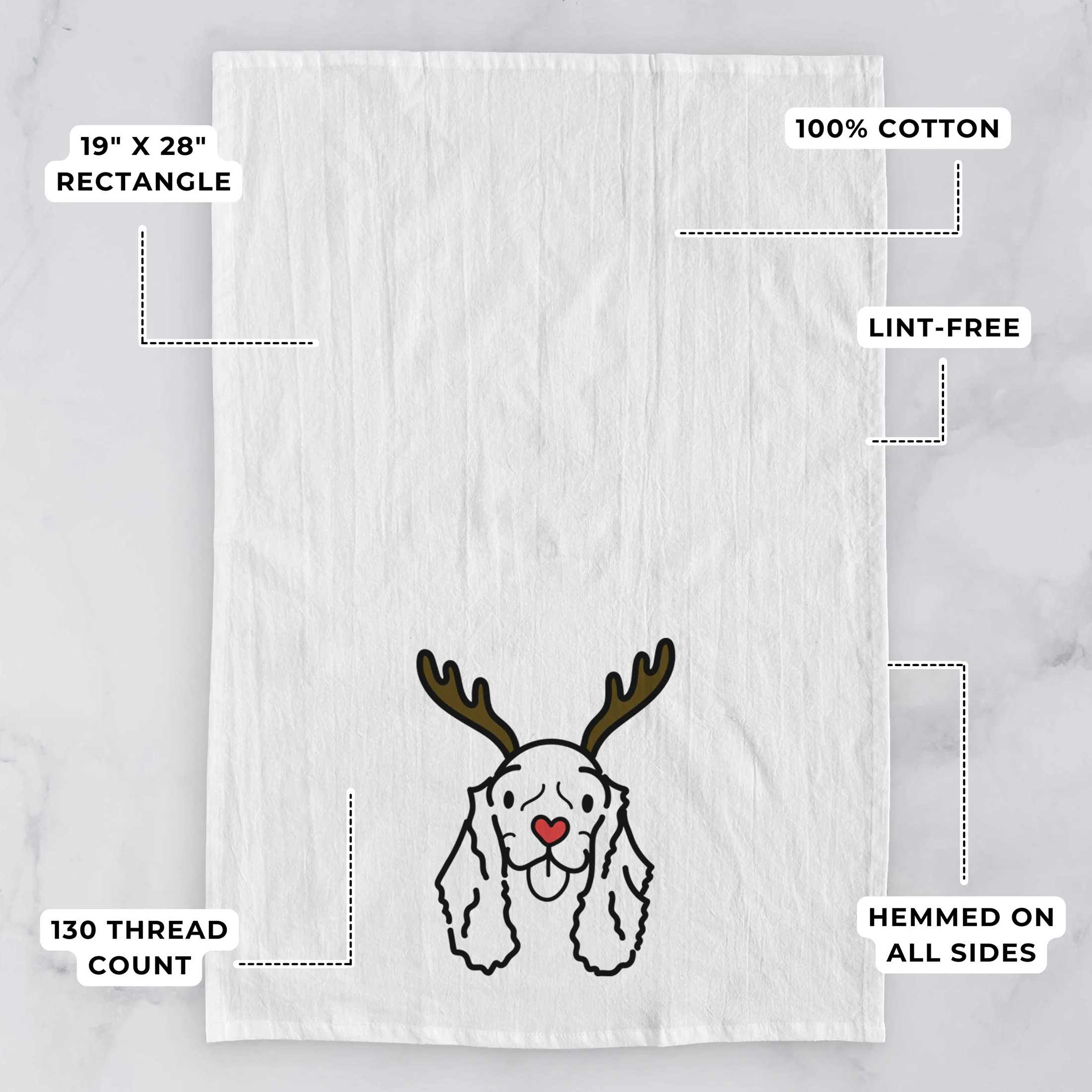 Red Nose American Cocker Spaniel - Bella - Tea Towel - Image 3