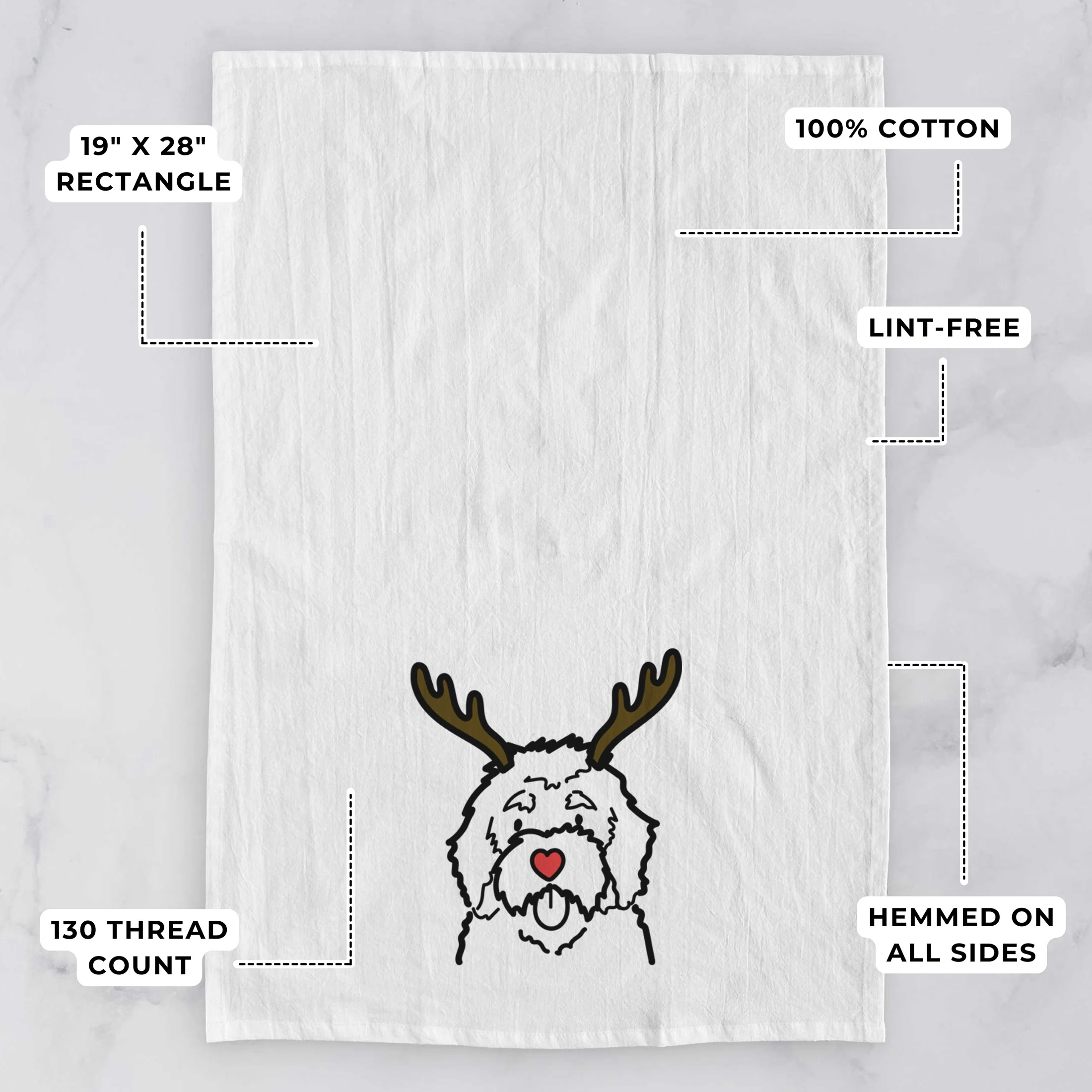 Red Nose Bernedoodle - Tea Towel - Image 3