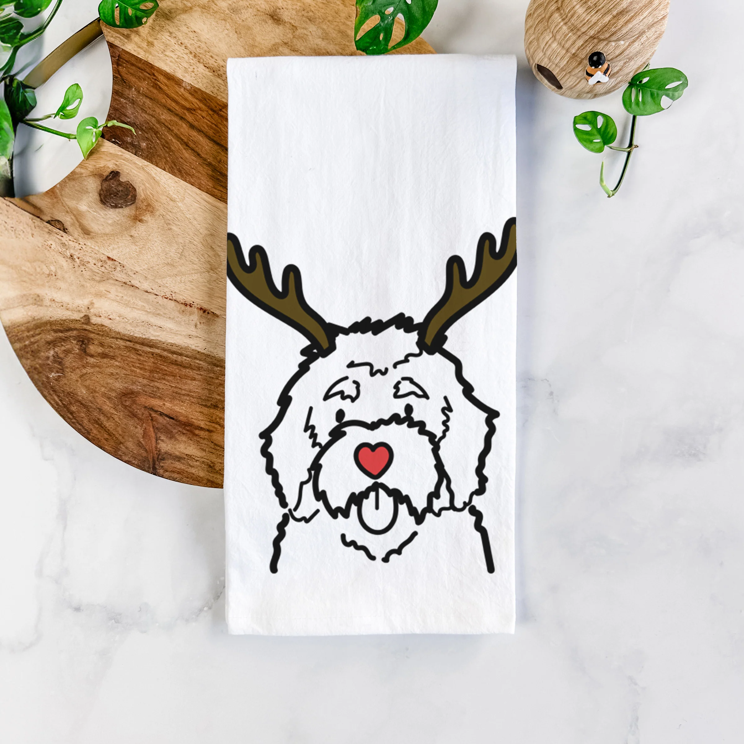 Red Nose Bernedoodle - Tea Towel - Image 5