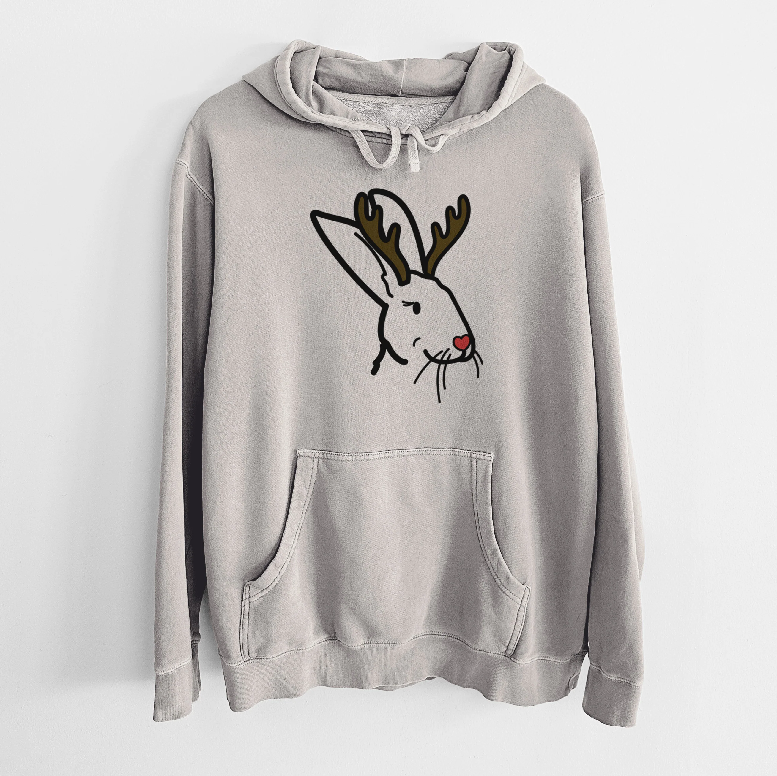Red Nose Rex Rabbit - Betsy - Unisex Pigment Dyed Hoodie - Image 5