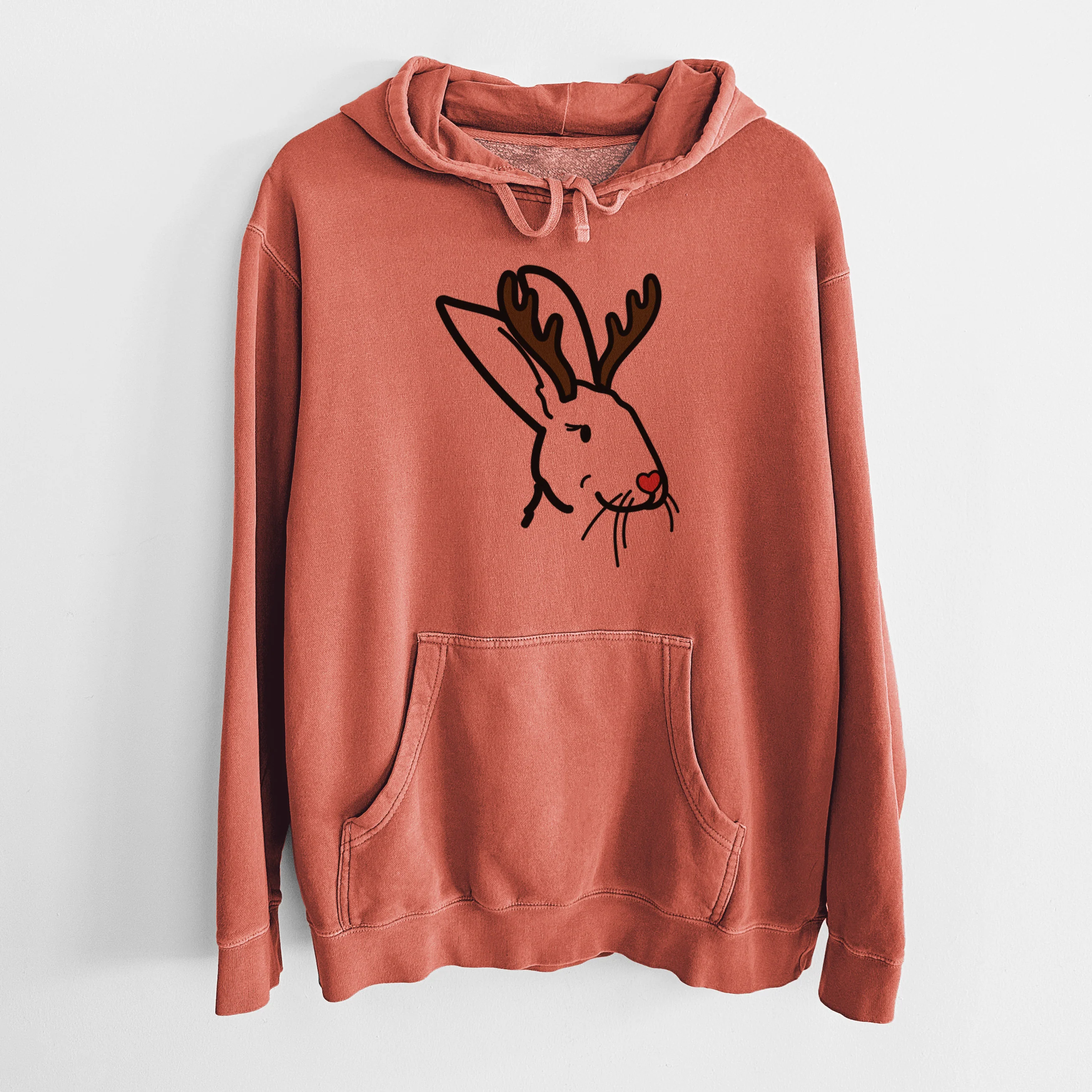 Red Nose Rex Rabbit - Betsy - Unisex Pigment Dyed Hoodie - Image 8