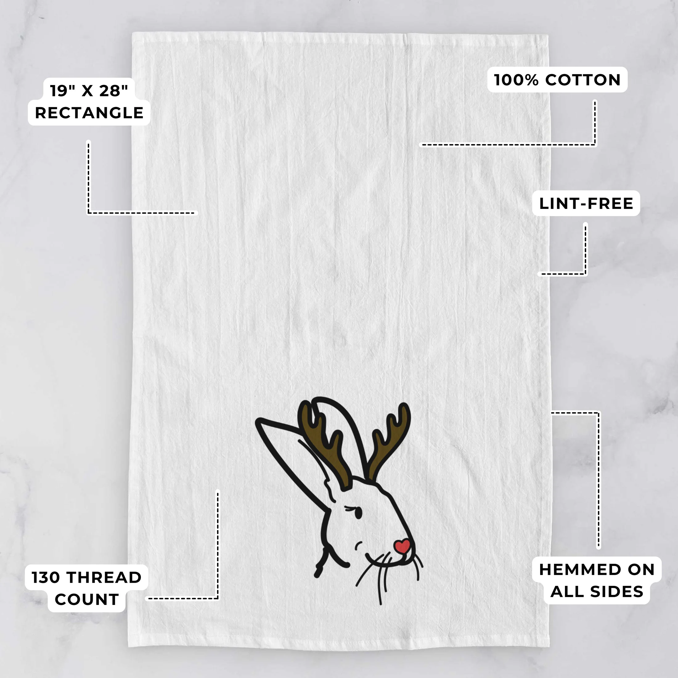 Red Nose Rex Rabbit - Betsy - Tea Towel - Image 3