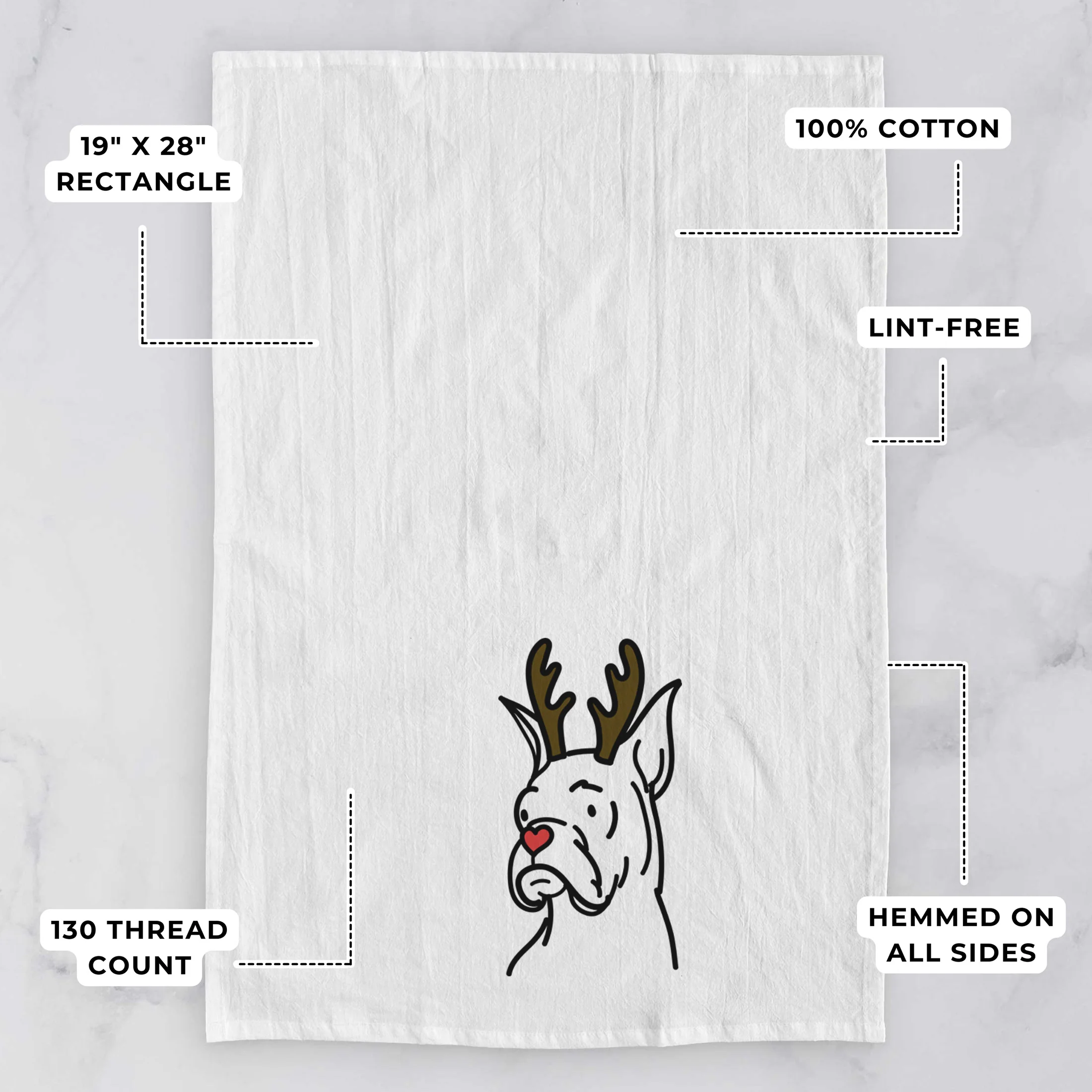 Red Nose Rescue Boxer - Billy - Tea Towel - Image 3