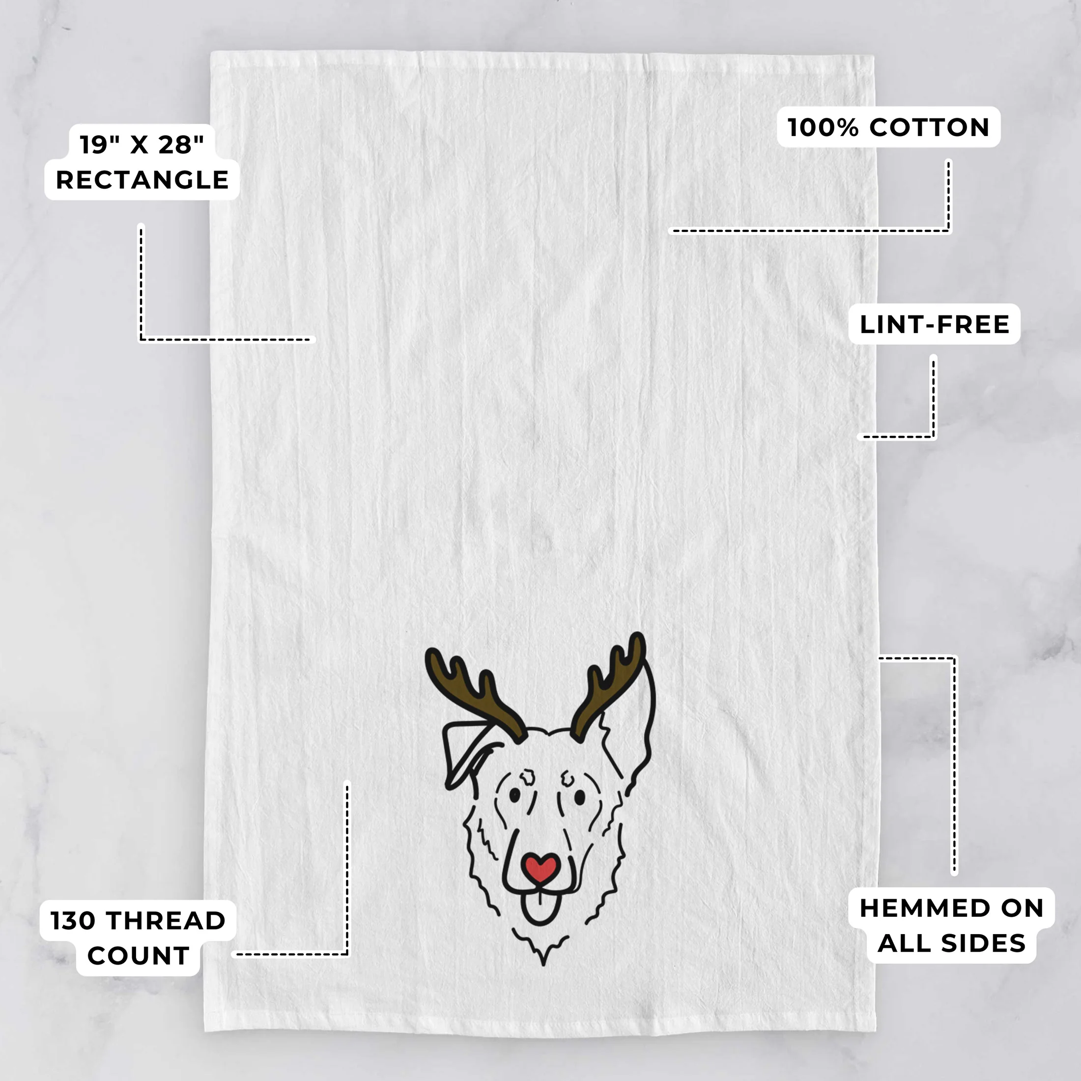 Red Nose Shepherd Mix - Bodhi - Tea Towel - Image 3