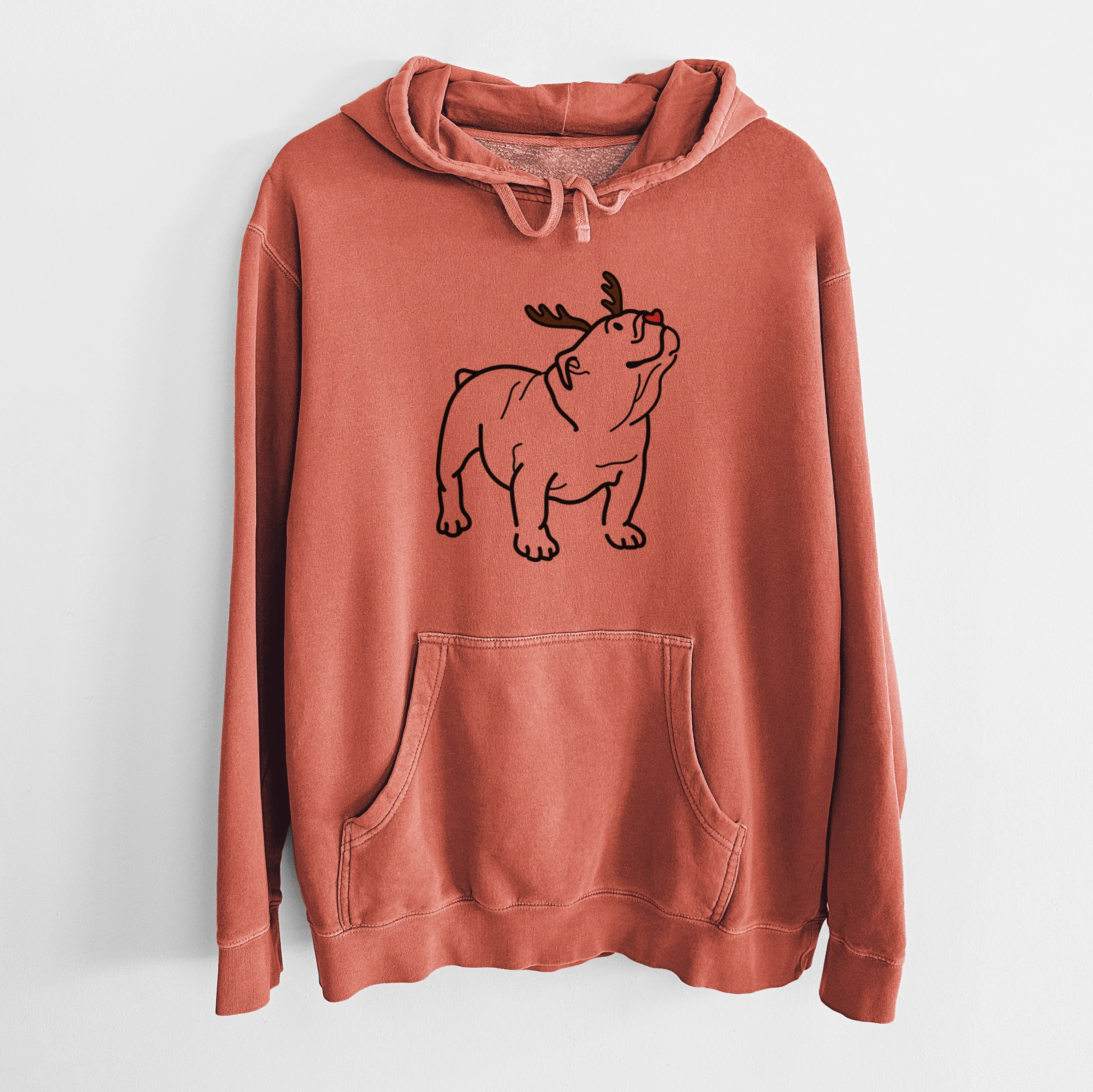 Red Nose English Bulldog - Bruno - Unisex Pigment Dyed Hoodie - Image 8