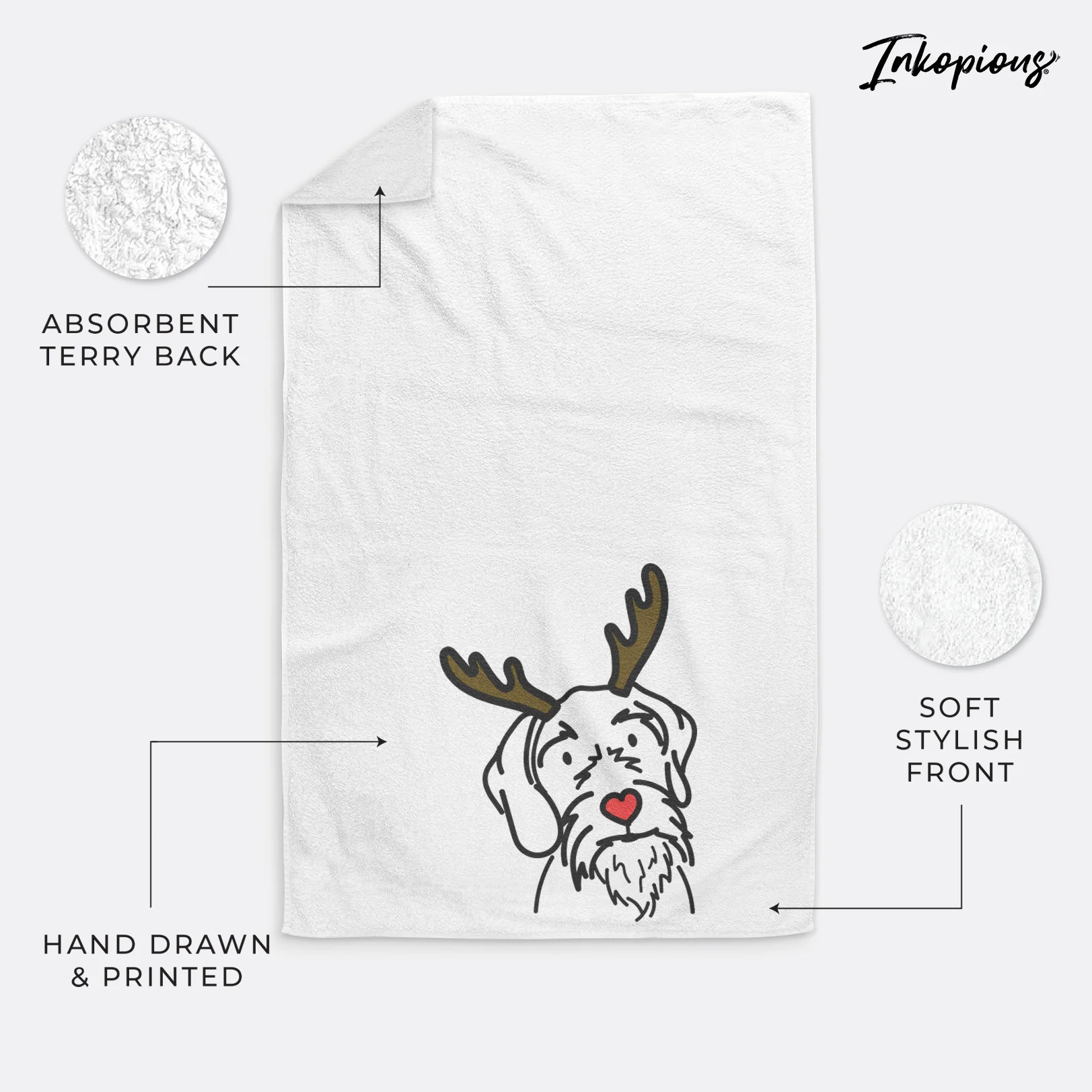 Red Nose German Wirehaired Pointer - Buck - Hand Towel - Image 4