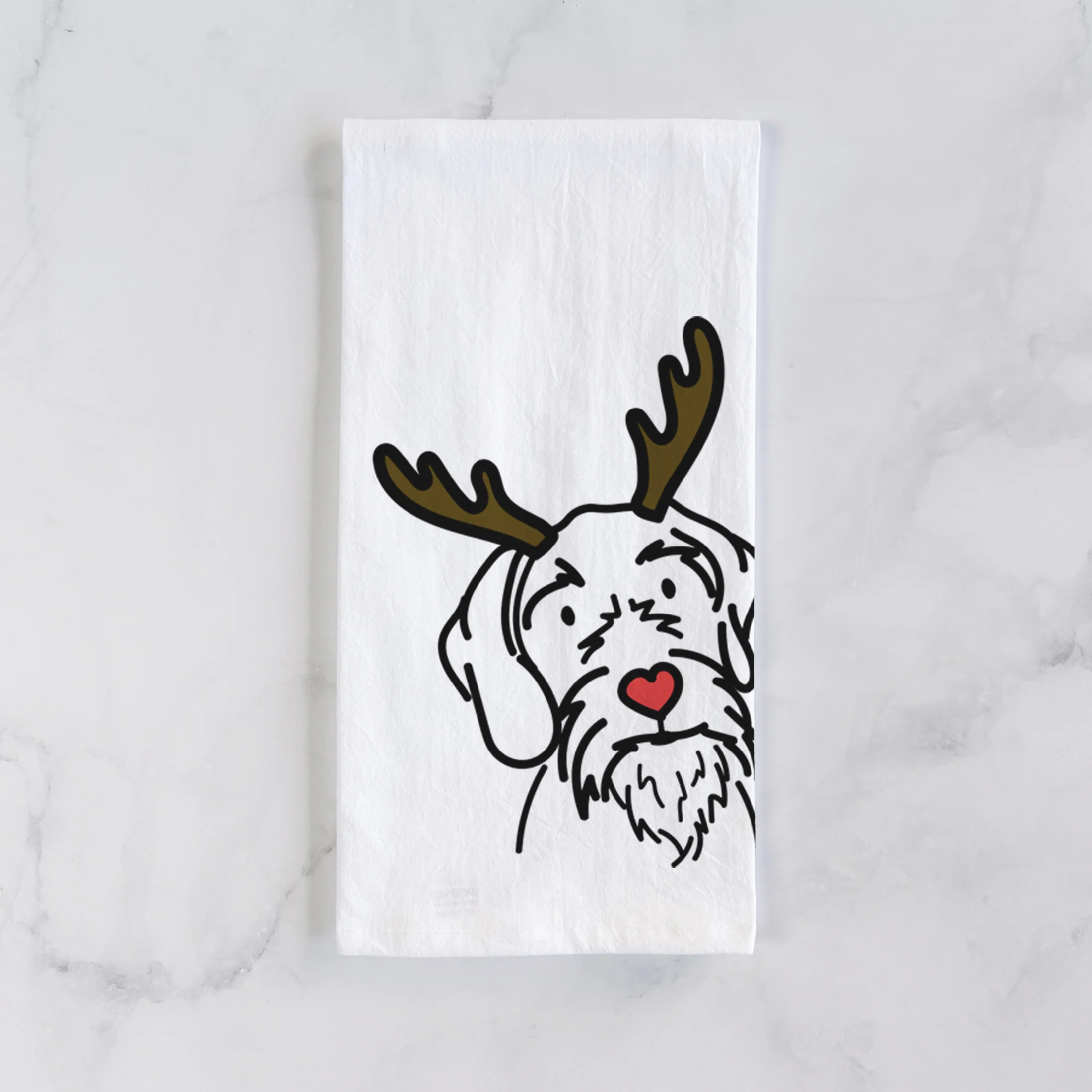 Red Nose German Wirehaired Pointer - Buck - Tea Towel - Image 2
