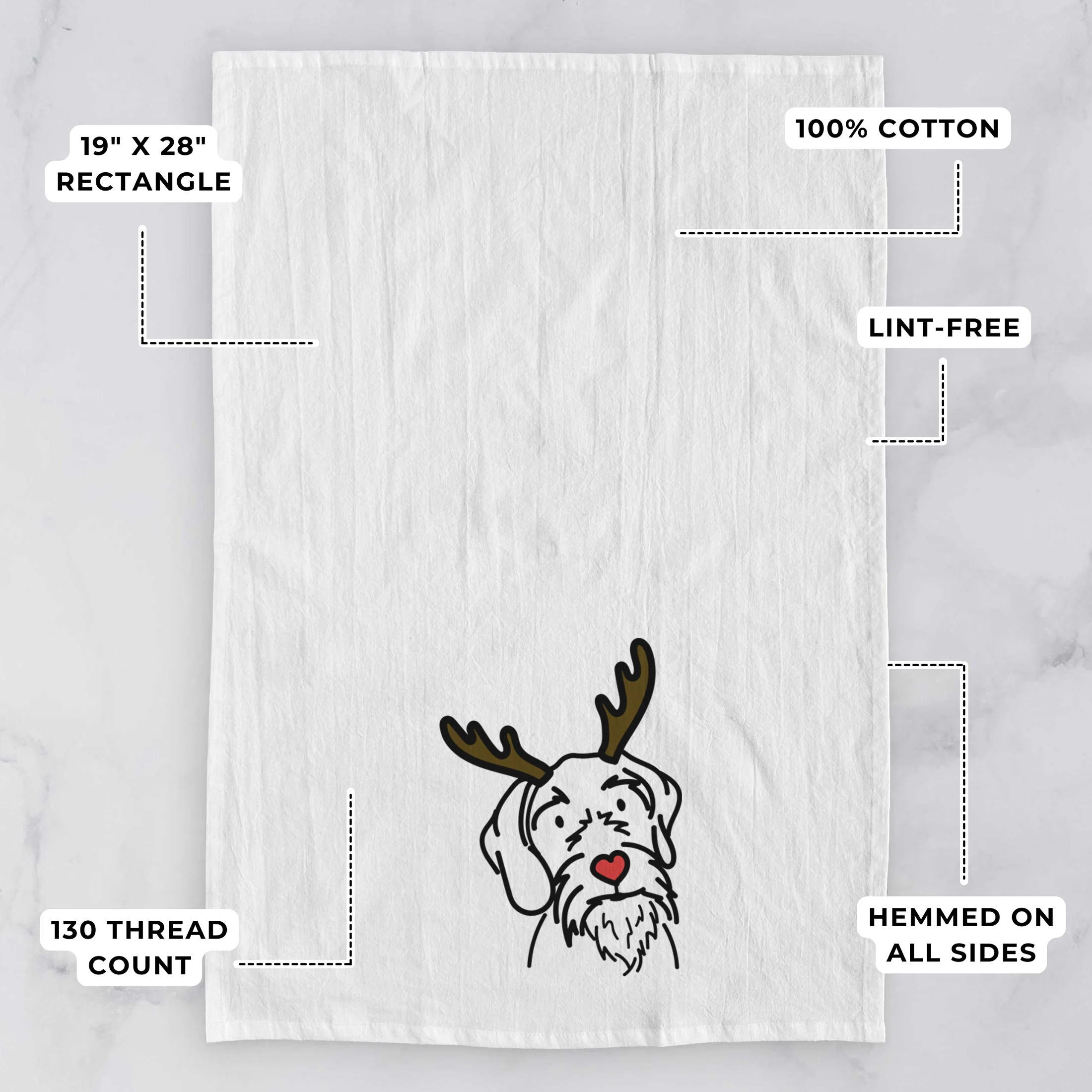 Red Nose German Wirehaired Pointer - Buck - Tea Towel - Image 3