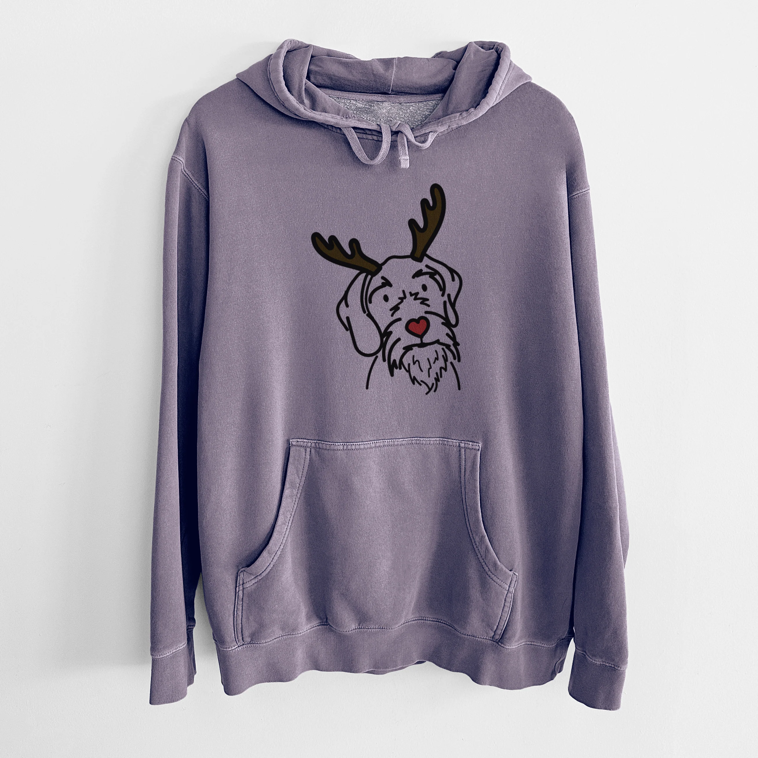 Red Nose German Wirehaired Pointer - Buck - Unisex Pigment Dyed Hoodie - Image 9