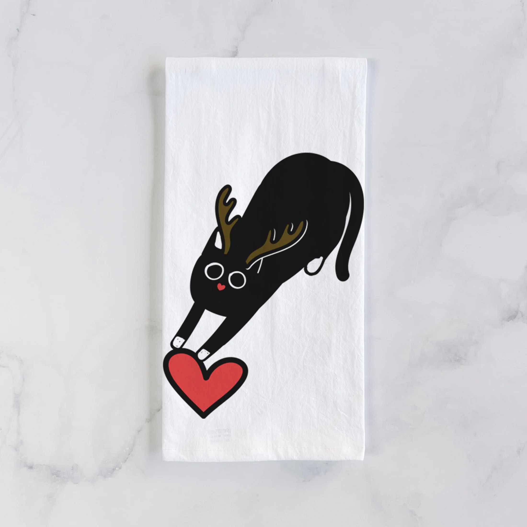 Red Nose Black Cat - Bug - Tea Towel - Image 2