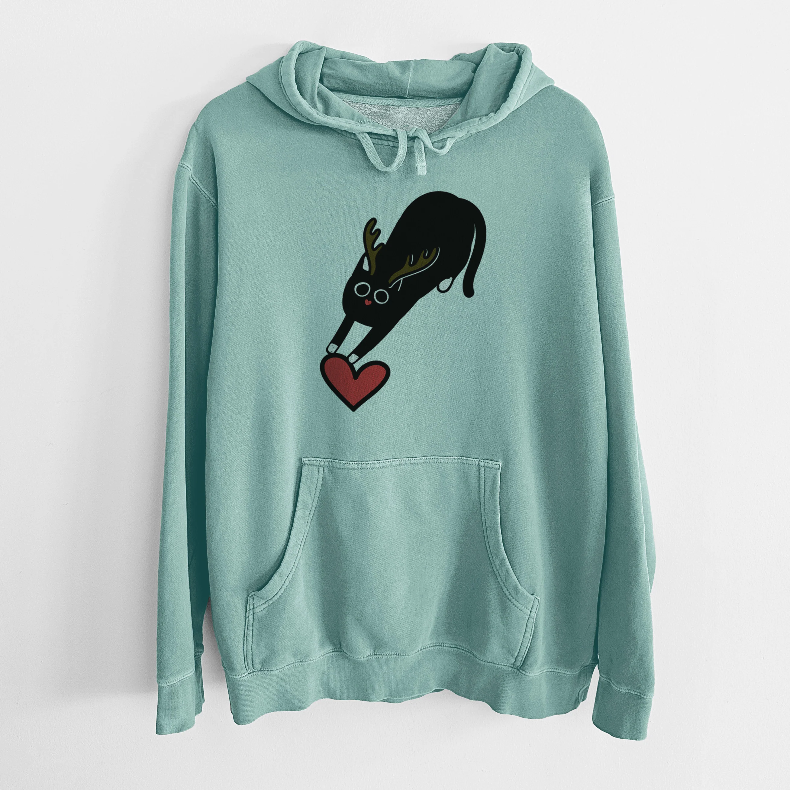 Red Nose Black Cat - Bug - Unisex Pigment Dyed Hoodie - Image 10