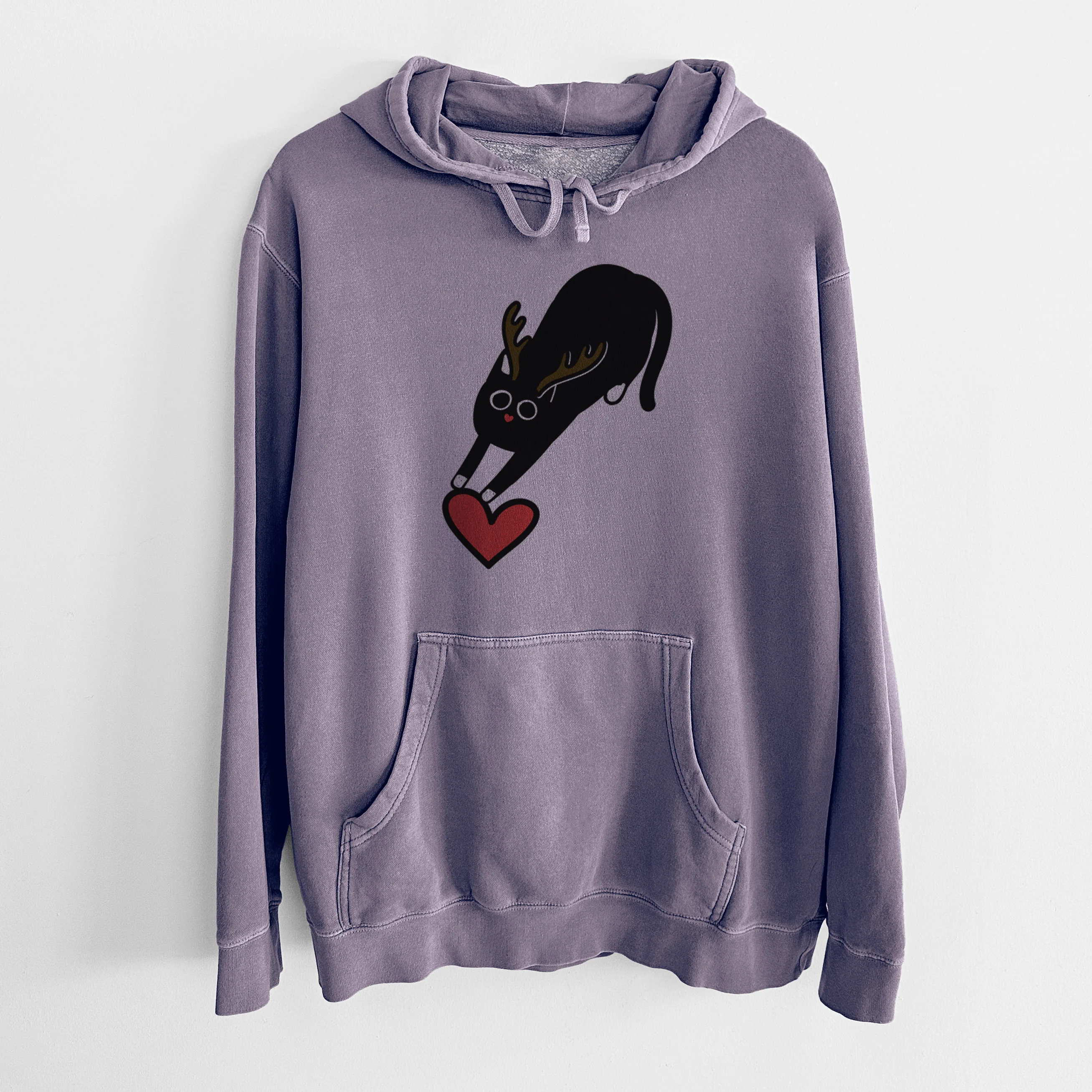 Red Nose Black Cat - Bug - Unisex Pigment Dyed Hoodie - Image 9
