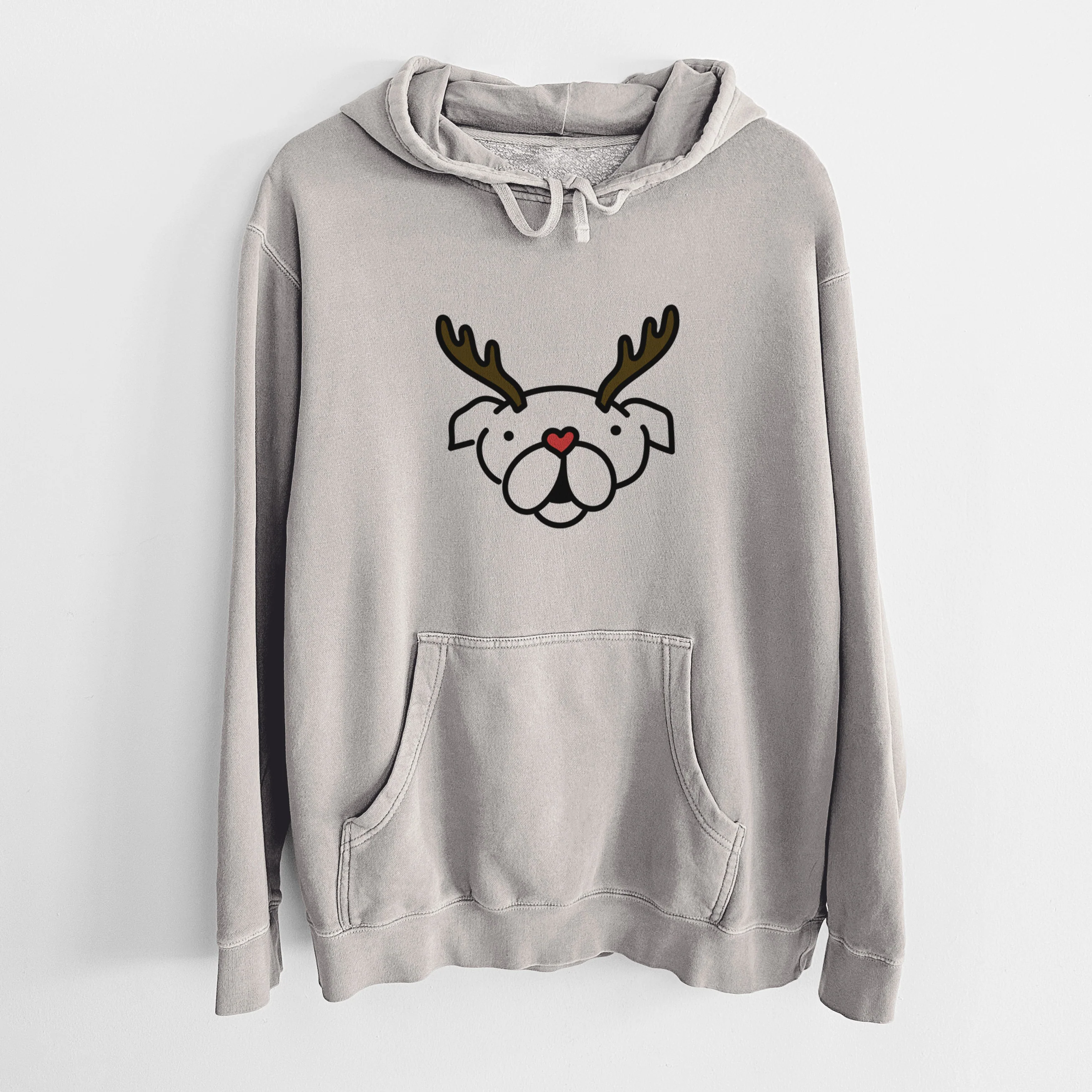 Red Nose English Bulldog - Unisex Pigment Dyed Hoodie - Image 5