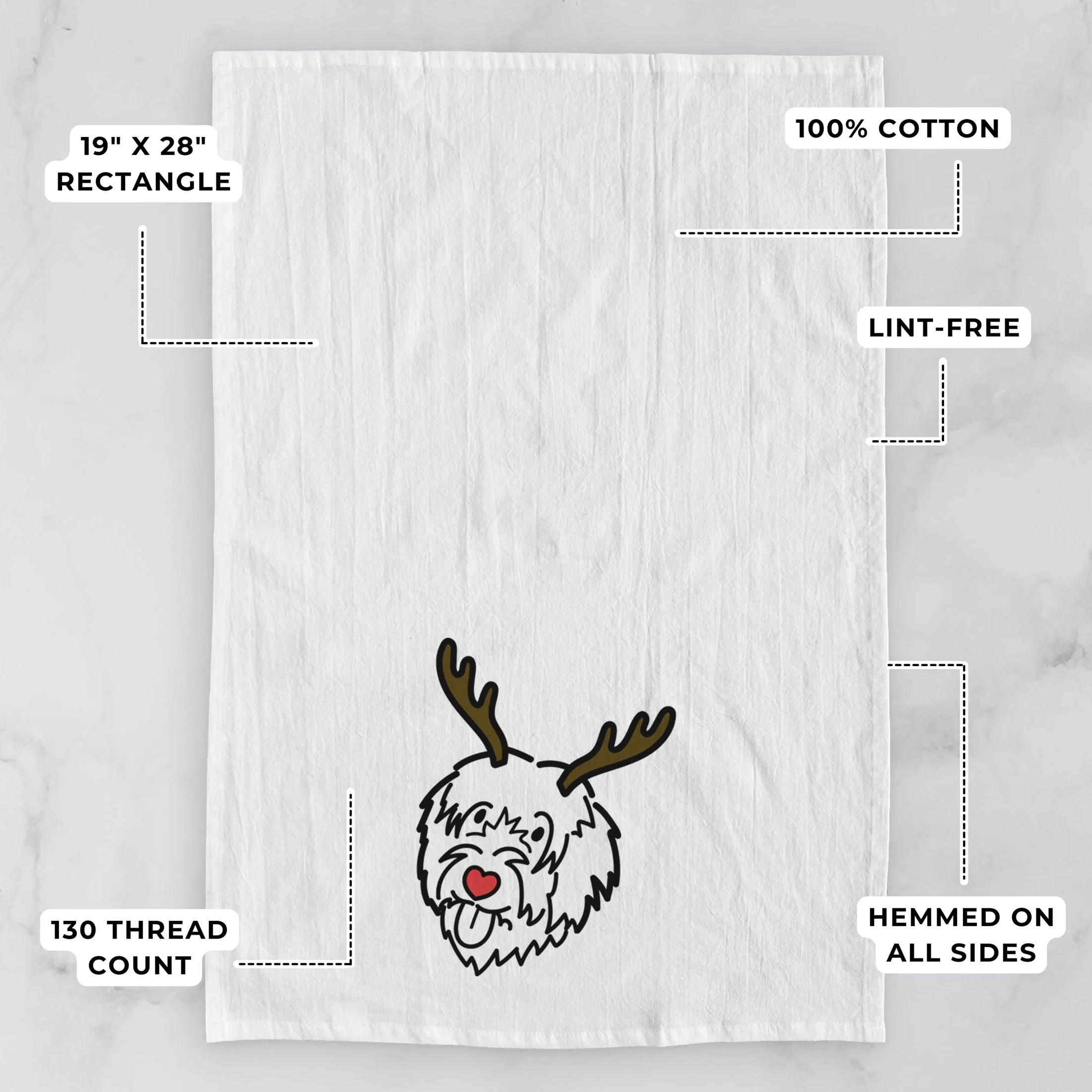 Red Nose Catalan Sheepdog - Tea Towel - Image 3