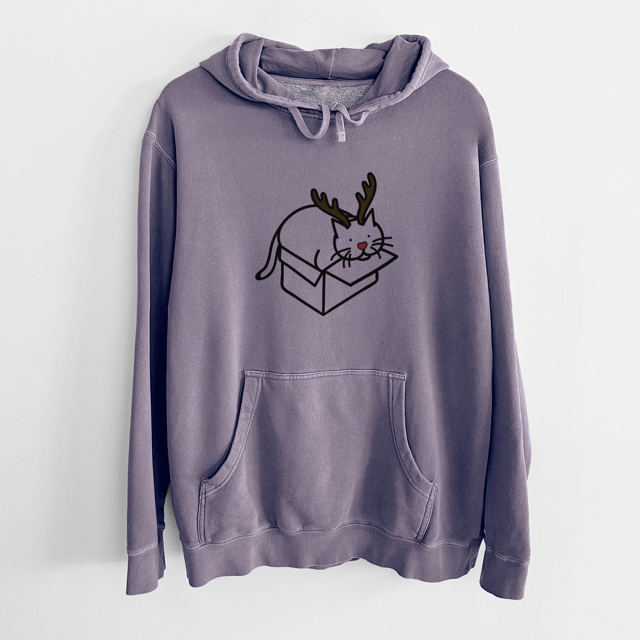 Red Nose Cat in a Box - Charlie - Unisex Pigment Dyed Hoodie - Image 9