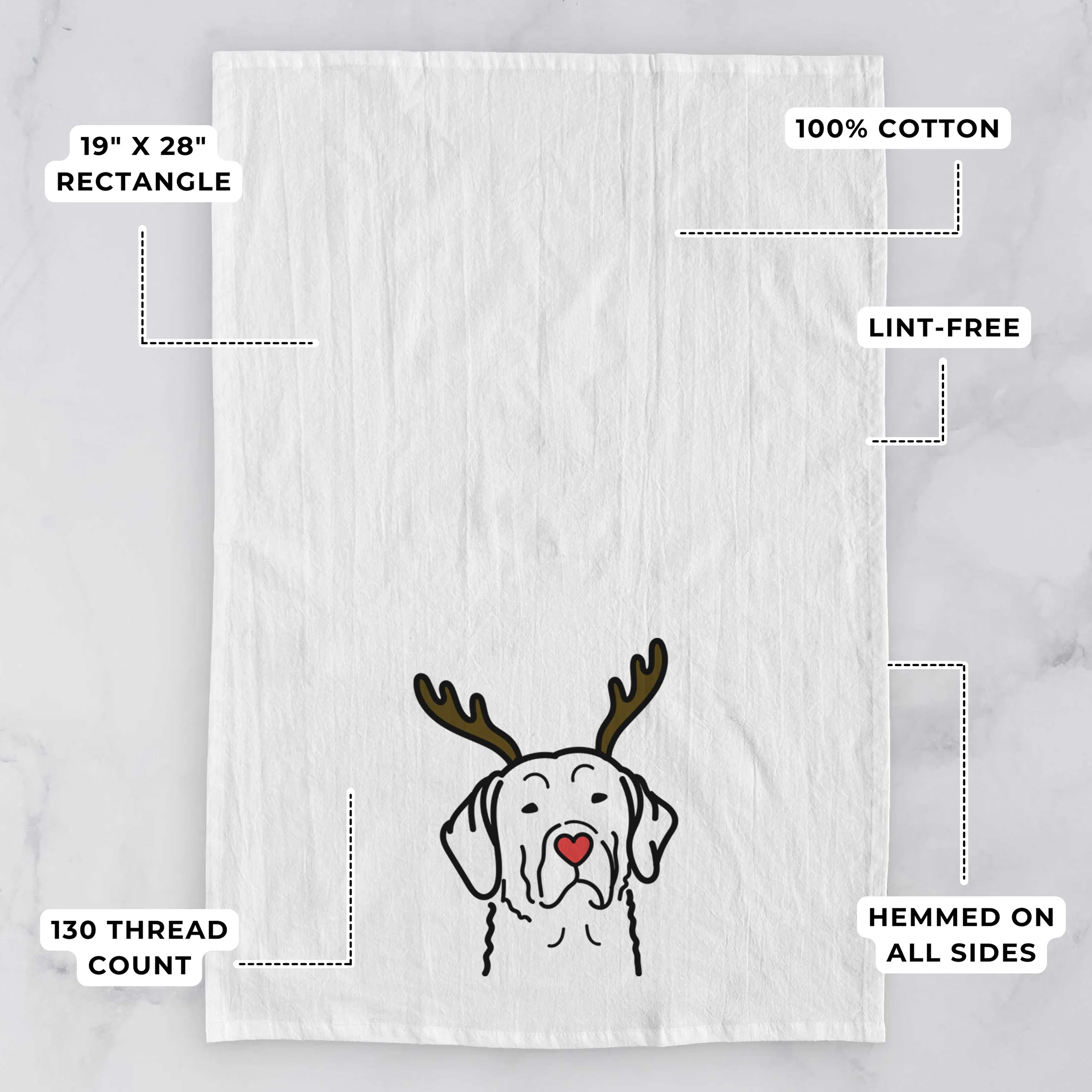 Red Nose Chesapeake Bay Retriever - Tea Towel - Image 3
