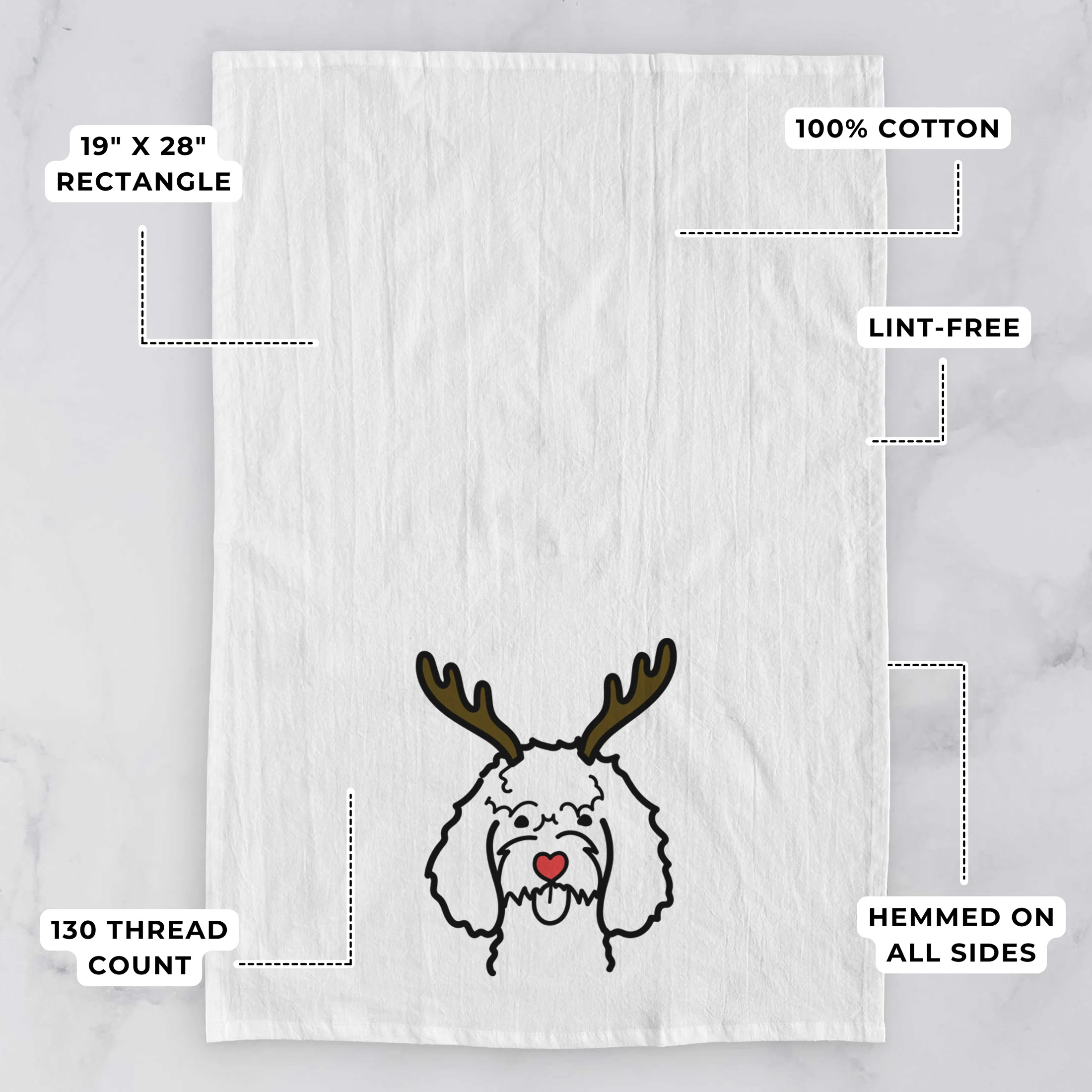 Red Nose Cockapoo - Tea Towel - Image 3