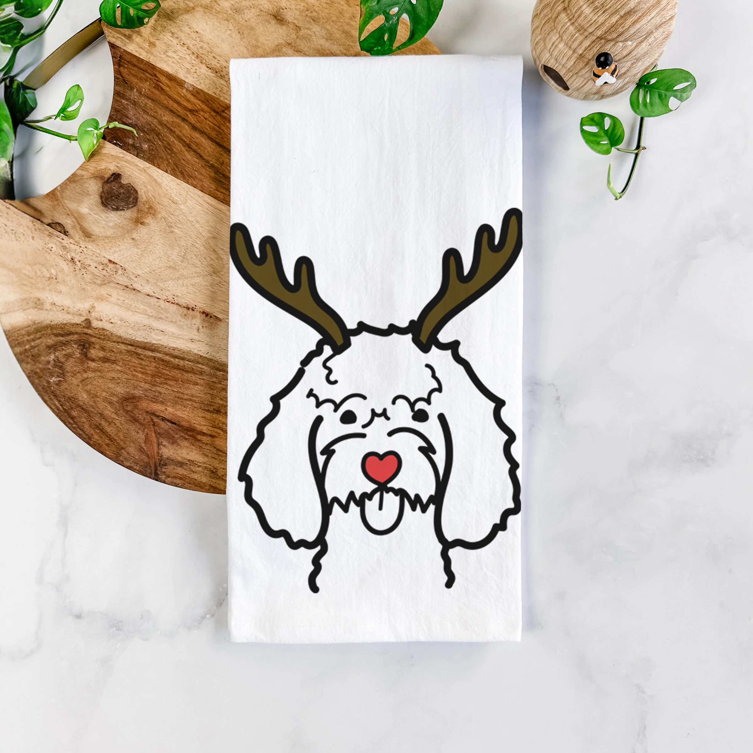 Red Nose Cockapoo - Tea Towel - Image 5