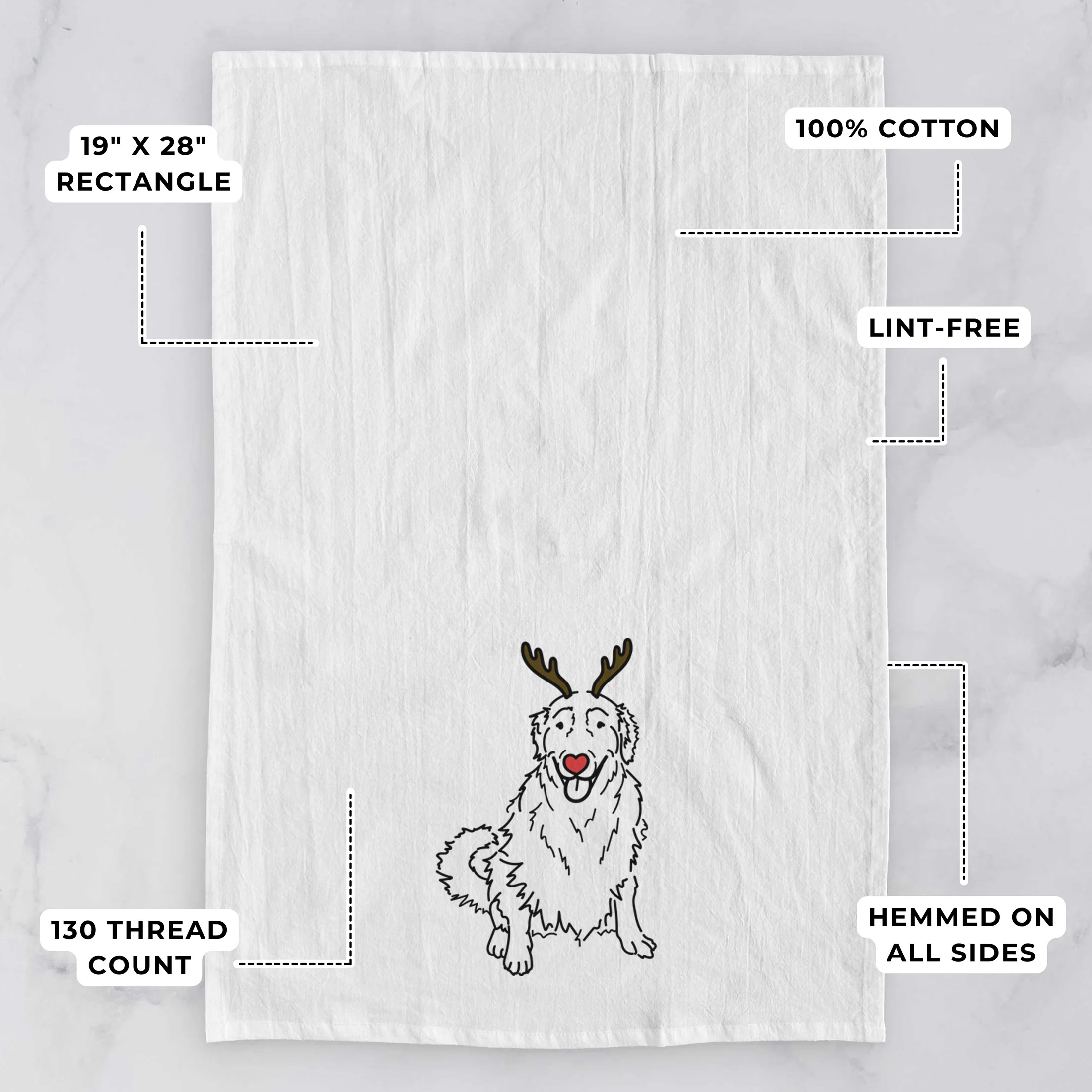 Red Nose Golden Retriever - Daisy - Tea Towel - Image 3