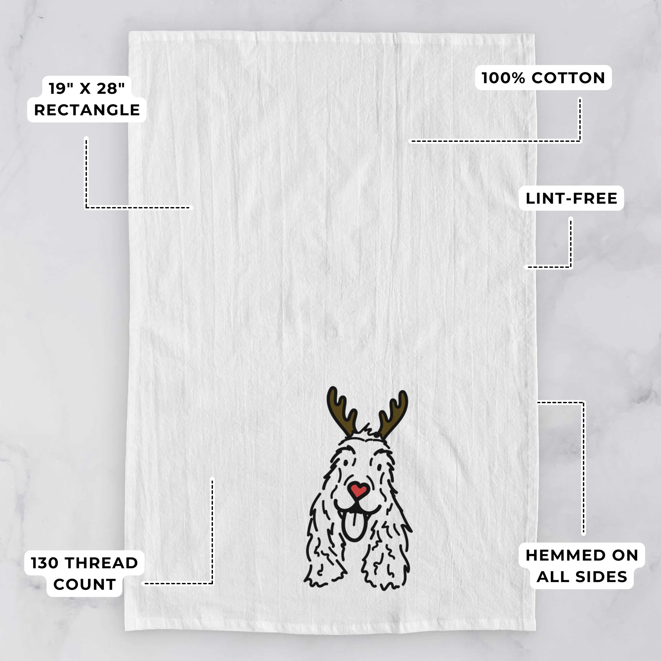 Red Nose English Cocker Spaniel - Dolly - Tea Towel - Image 3