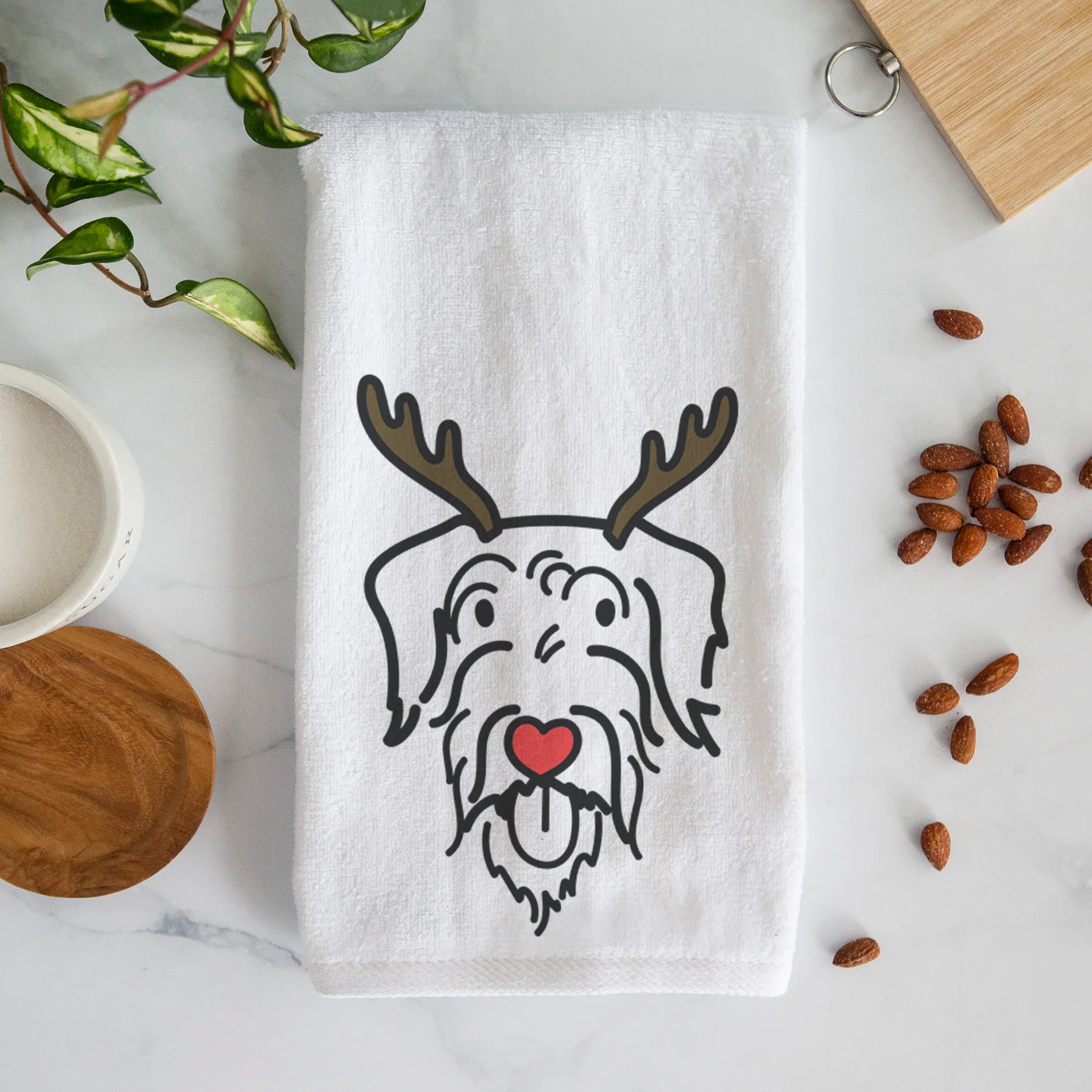 Red Nose Doodle - Dug - Decorative Hand Towel - Image 3