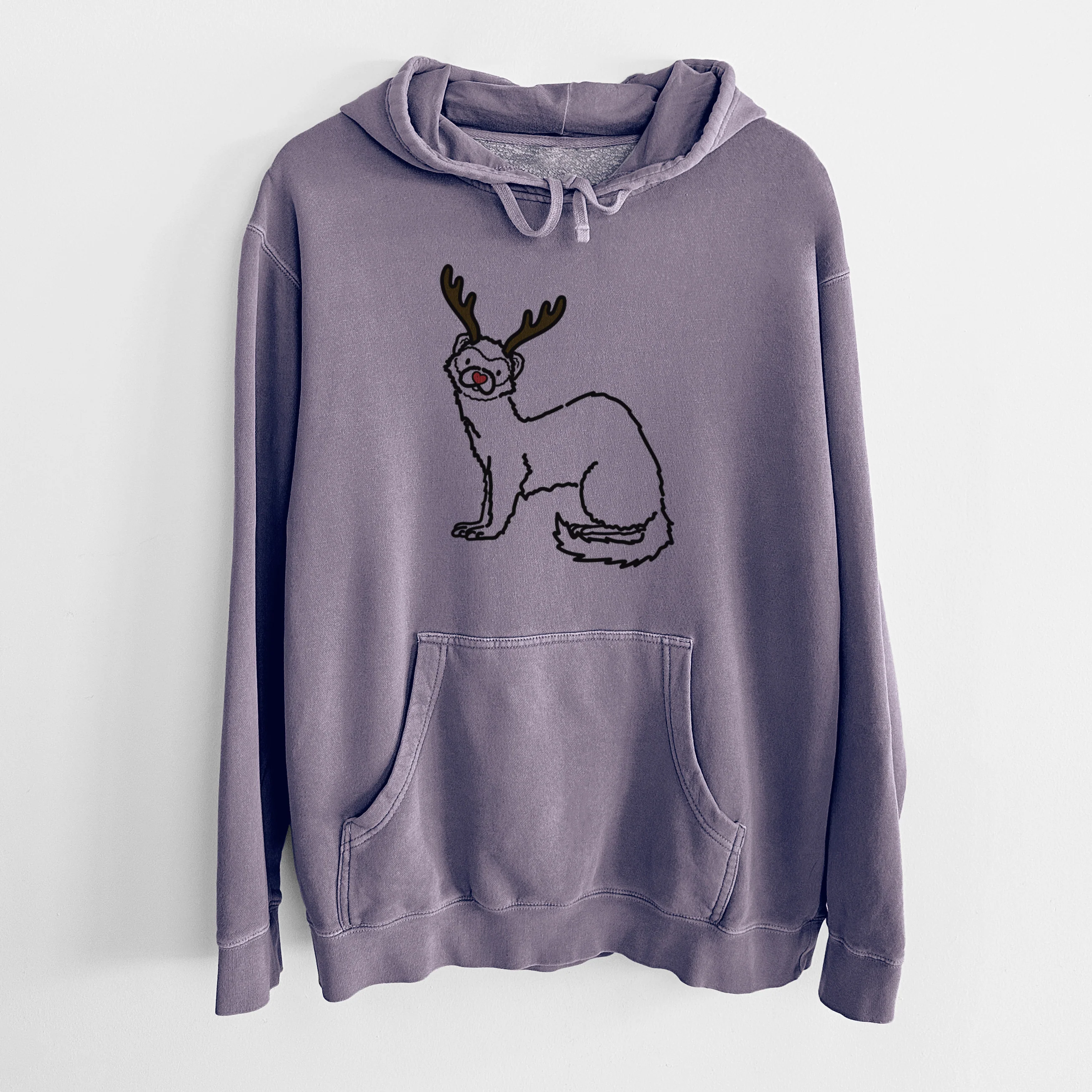 Red Nose Ferret - Fern - Unisex Pigment Dyed Hoodie - Image 9