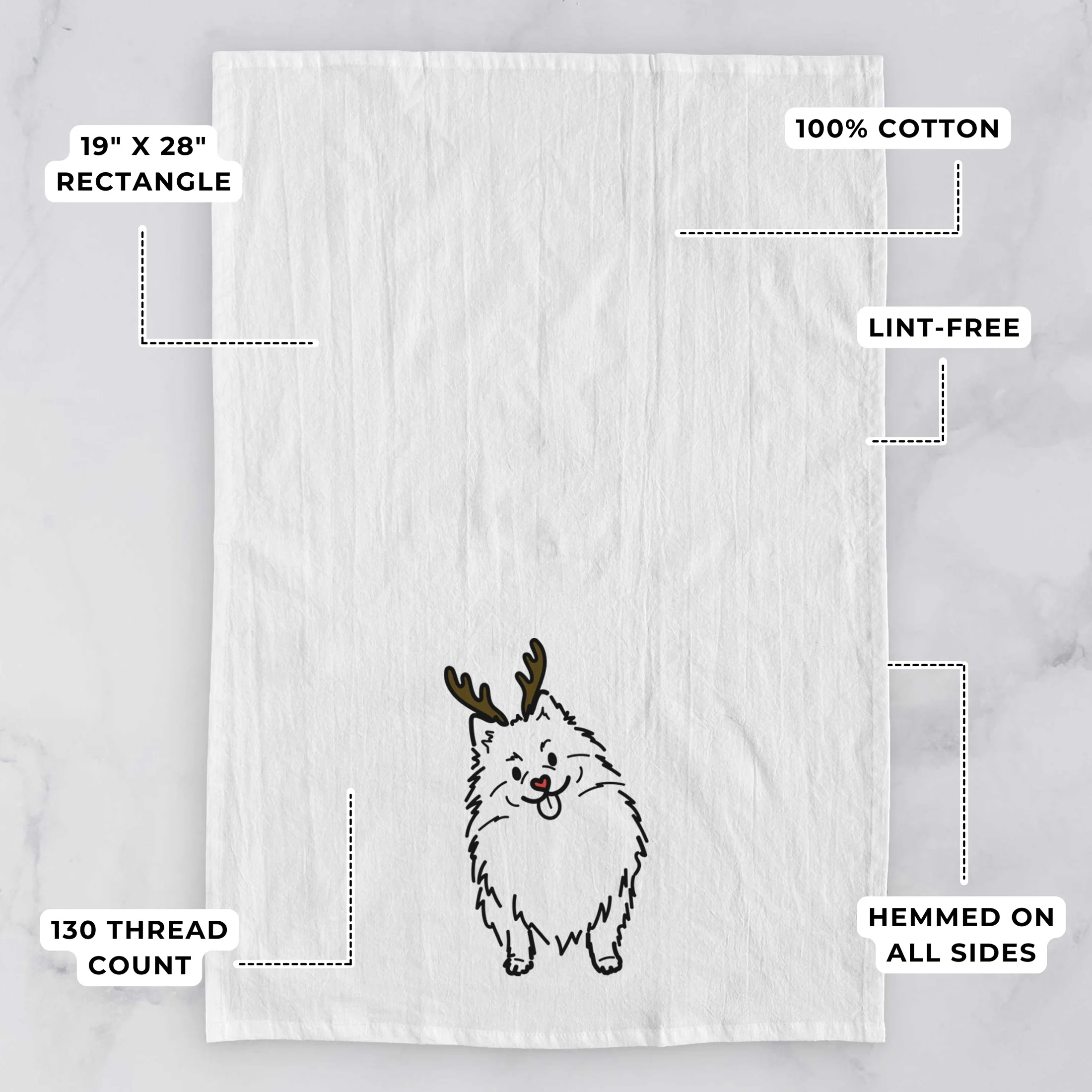 Red Nose Pomeranian - Fern - Tea Towel - Image 3