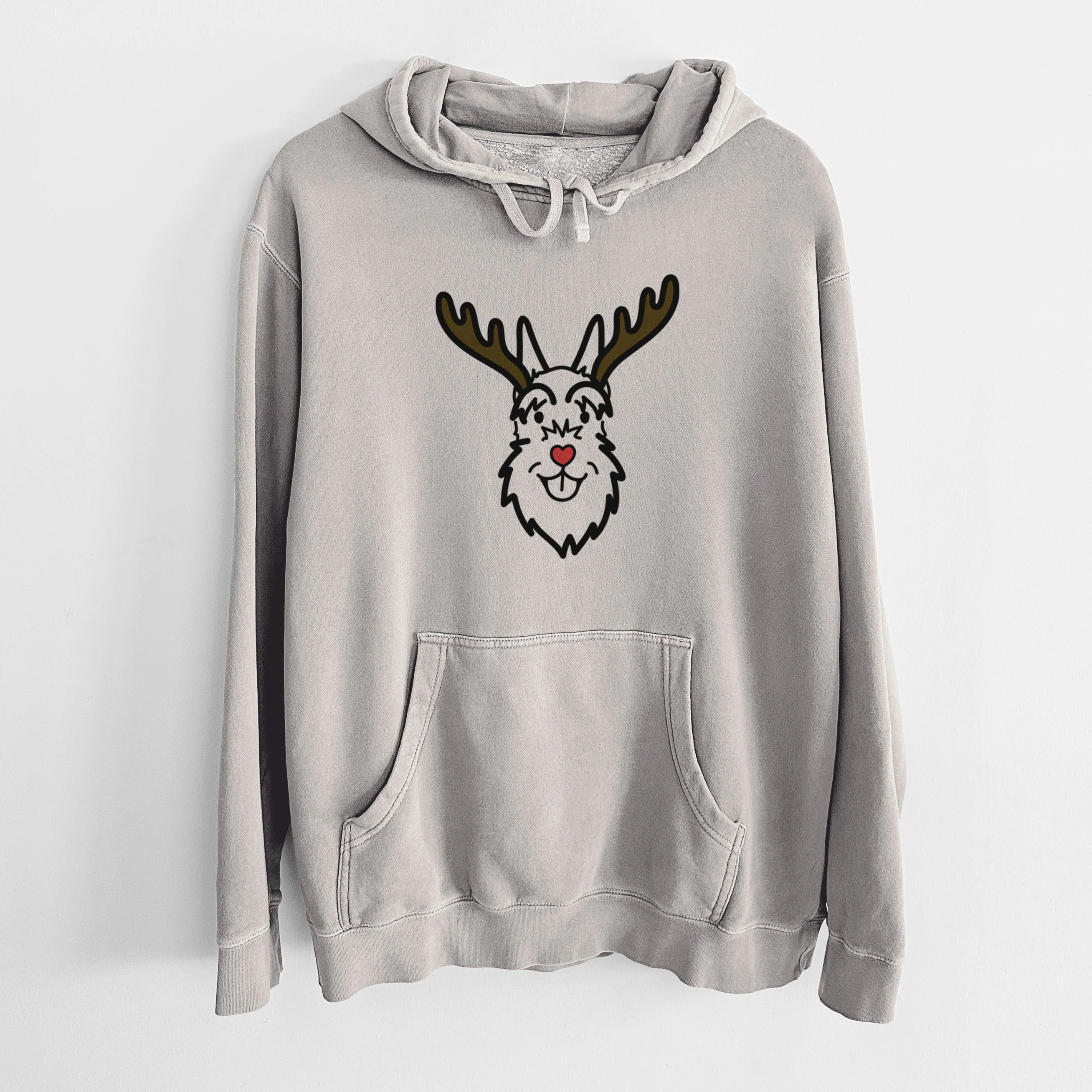 Red Nose Schnauzer Cropped Ears - Unisex Pigment Dyed Hoodie - Image 5