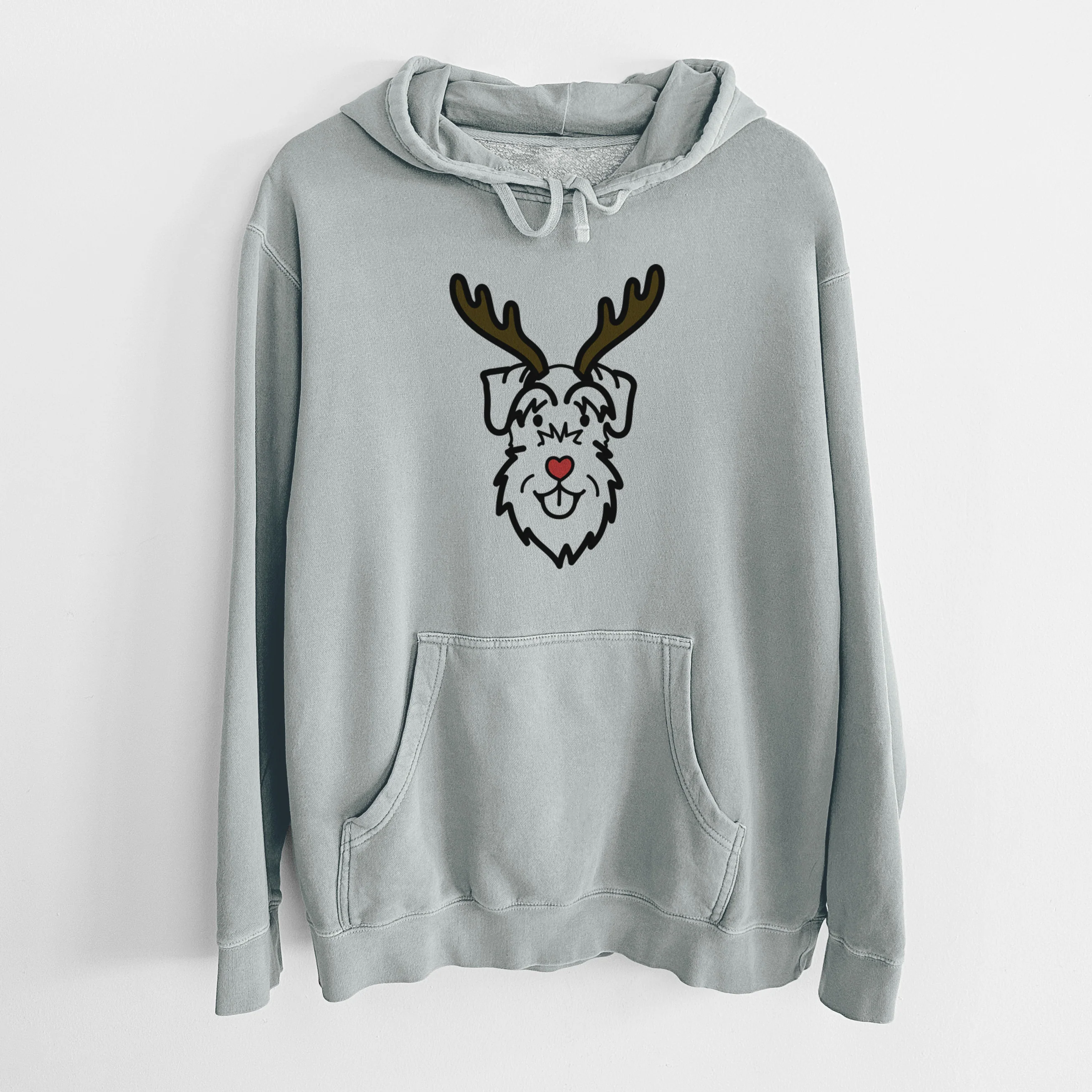 Red Nose Schnauzer Natural Ears - Unisex Pigment Dyed Hoodie - Image 7