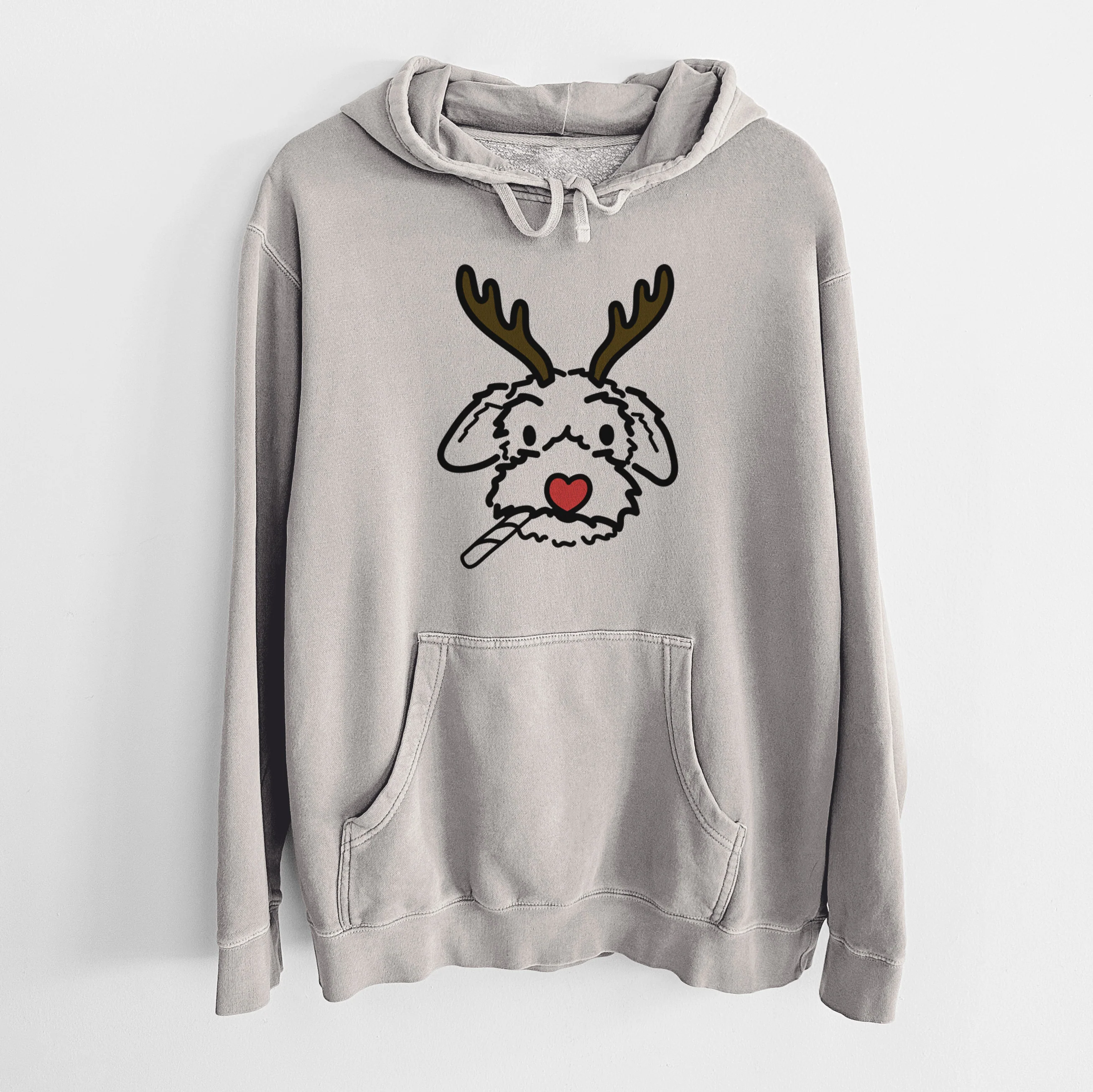 Red Nose Poodle Mix - Gomer - Unisex Pigment Dyed Hoodie - Image 5