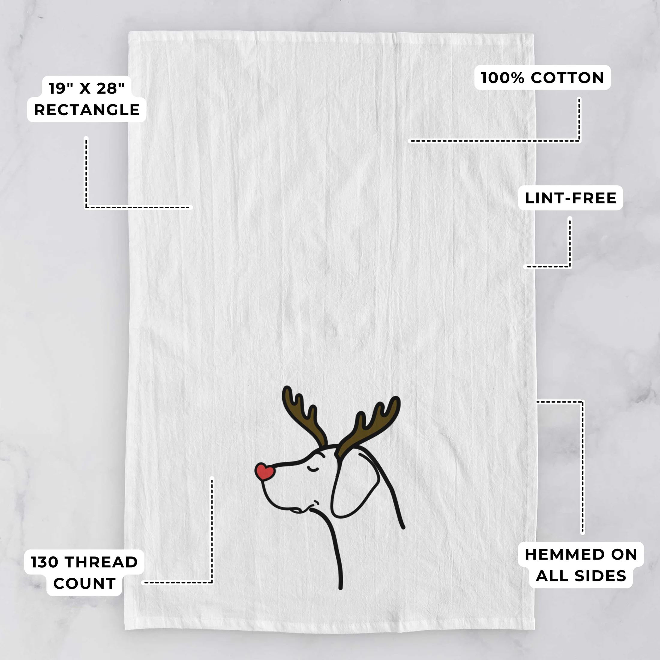 Red Nose German Shorthaired Pointer - Tea Towel - Image 3