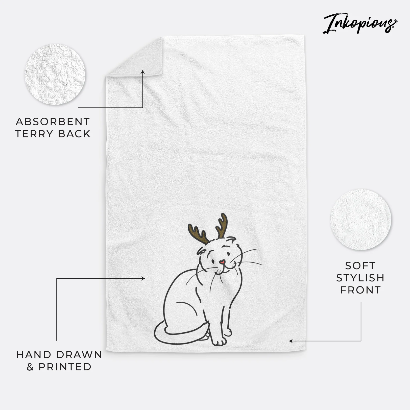 Red Nose Scottish Fold Cat - Hank - Hand Towel - Image 4