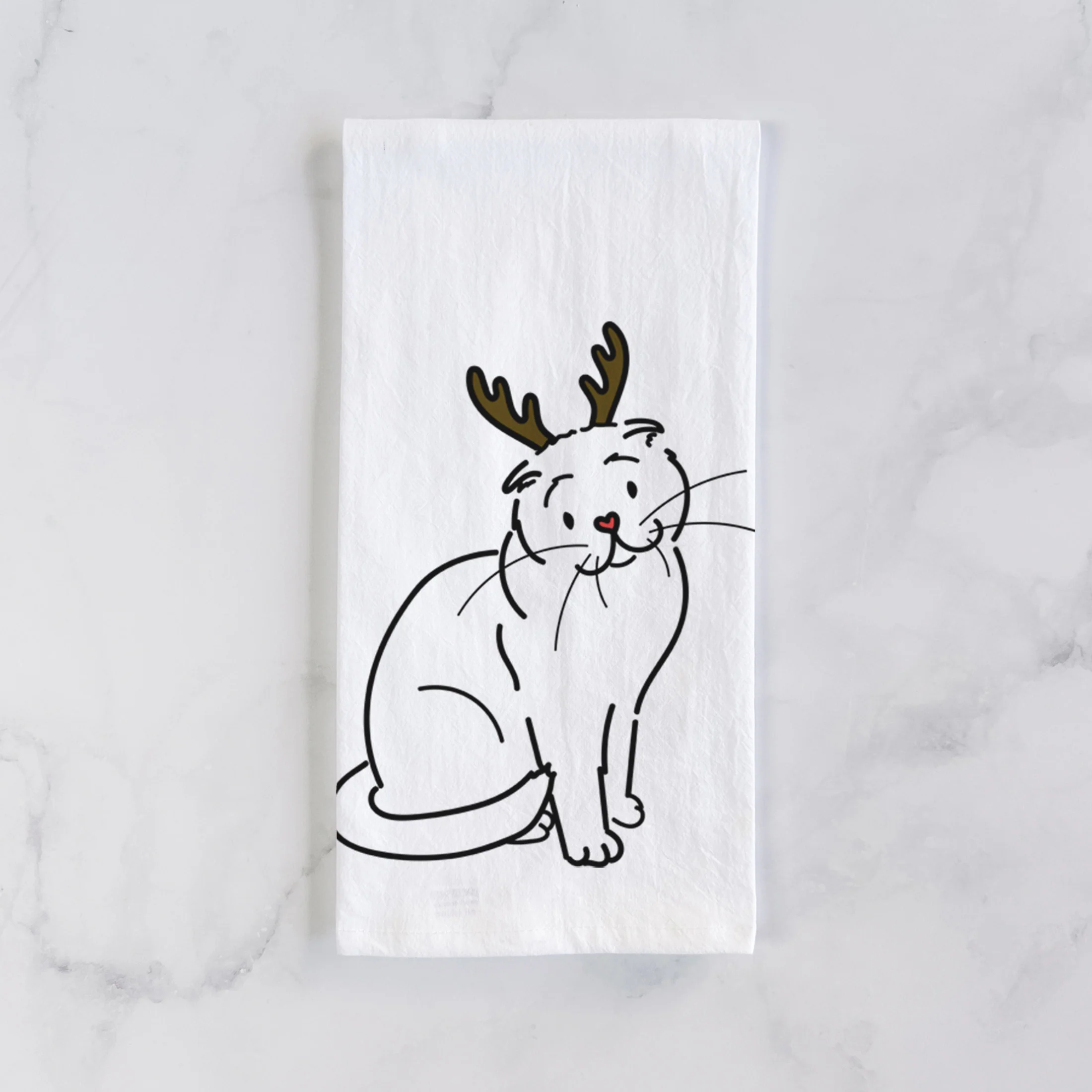 Red Nose Scottish Fold Cat - Hank - Tea Towel - Image 2