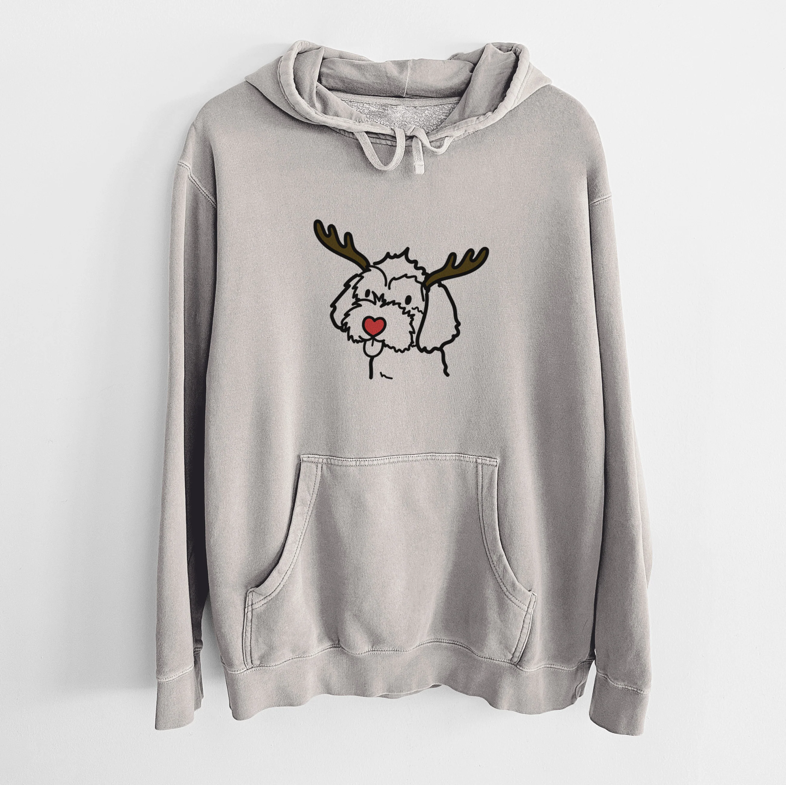 Red Nose Havapoo - Unisex Pigment Dyed Hoodie - Image 5
