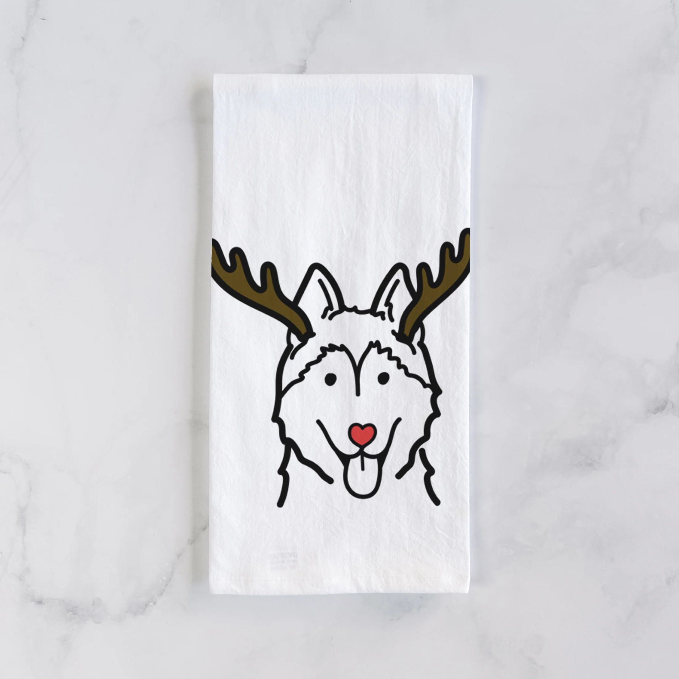 Red Nose Siberian Husky - Tea Towel - Image 2