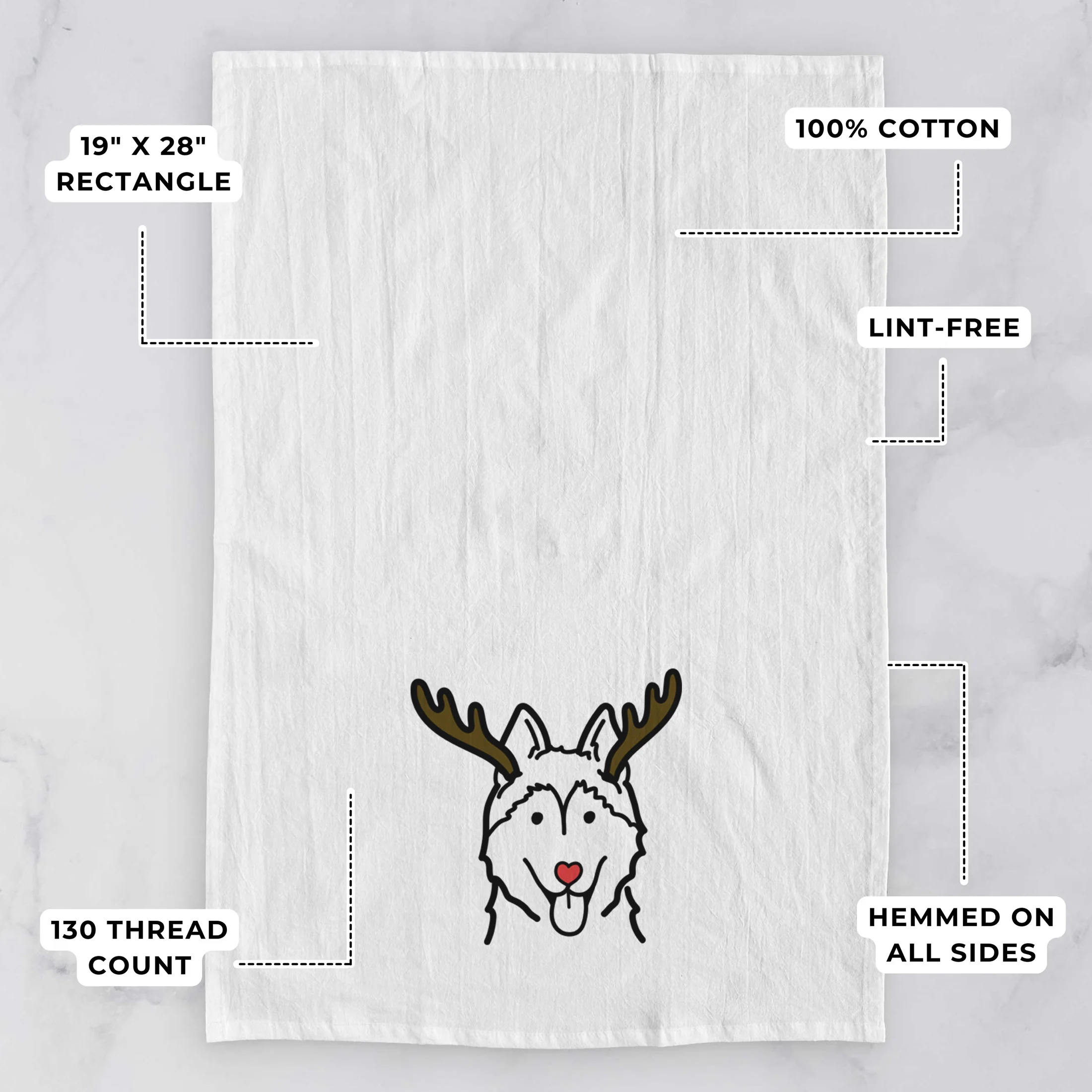 Red Nose Siberian Husky - Tea Towel - Image 3