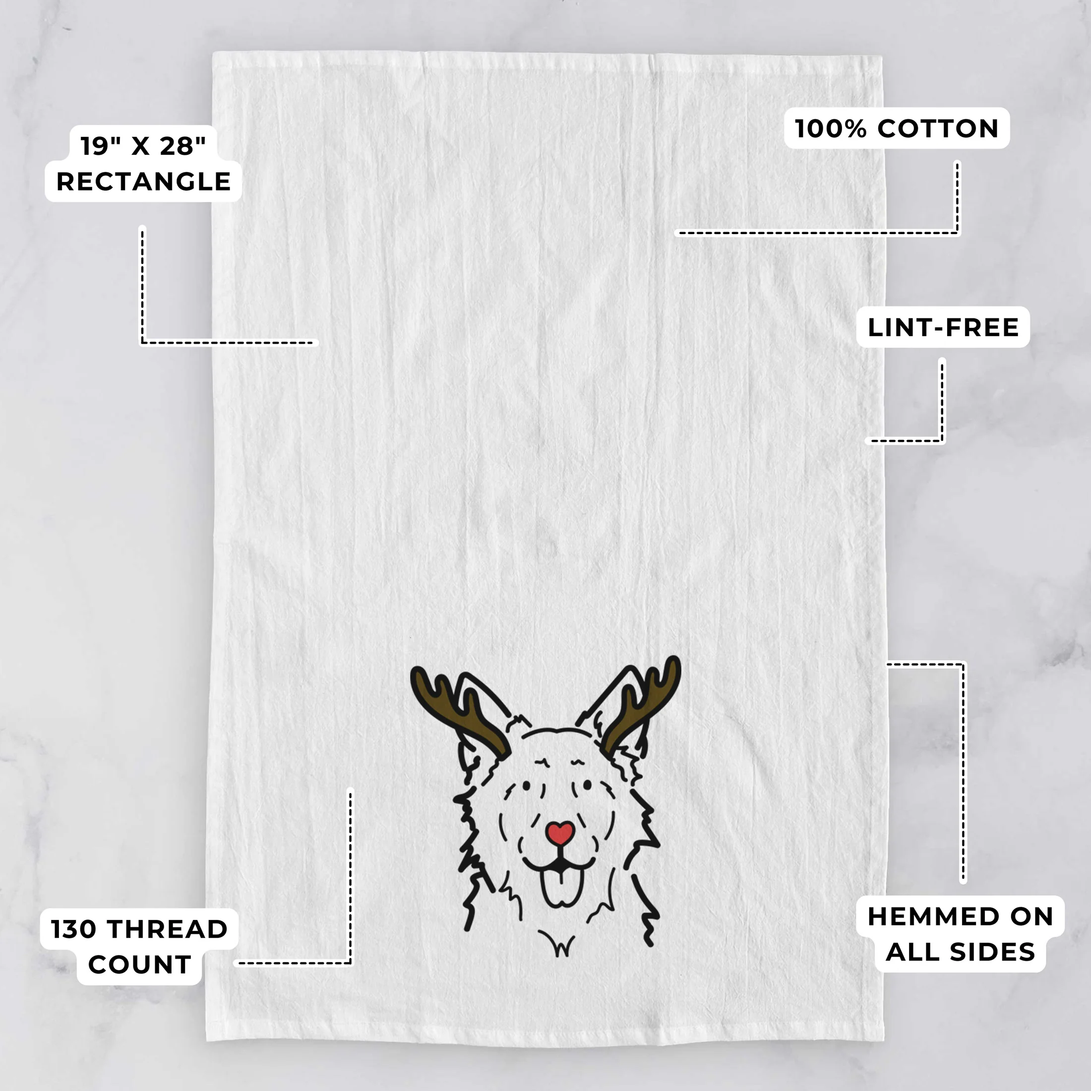 Red Nose Mudi - Jack - Tea Towel - Image 3